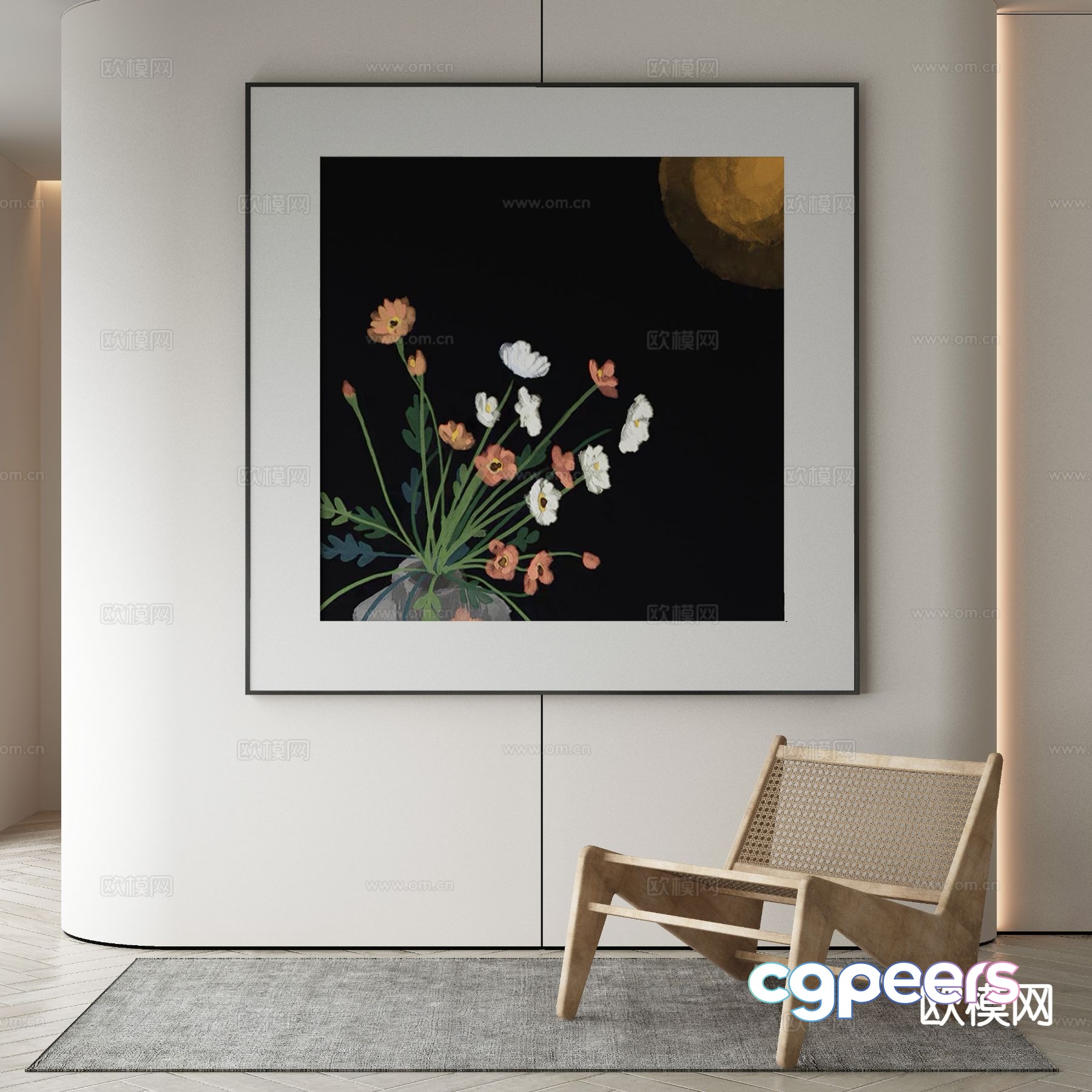 Modern decorative painting black hanging painting 3d model Modern decorative painting black hanging painting 3d model