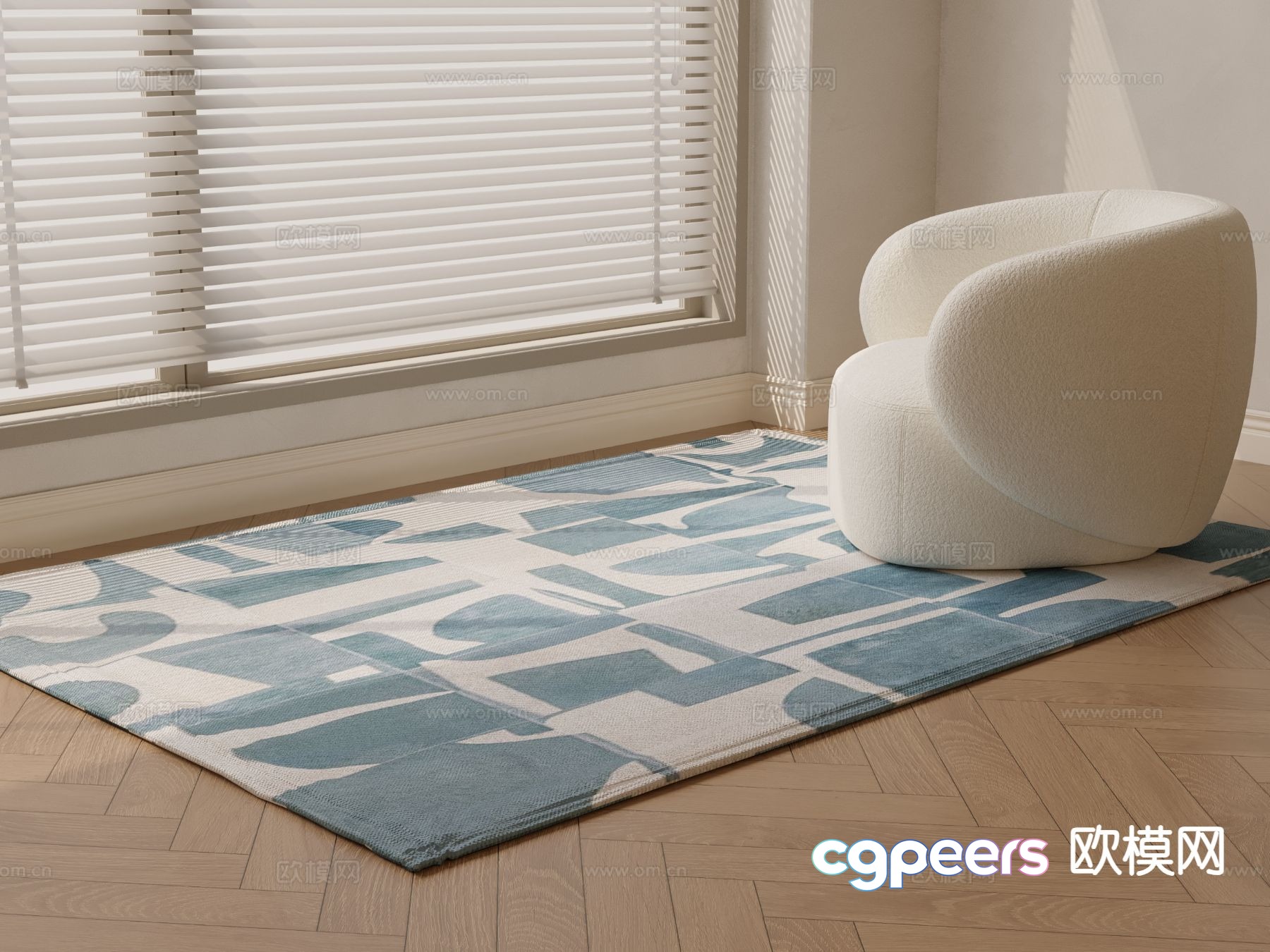 Modern square rug carpet 3d model Modern square rug carpet 3d model