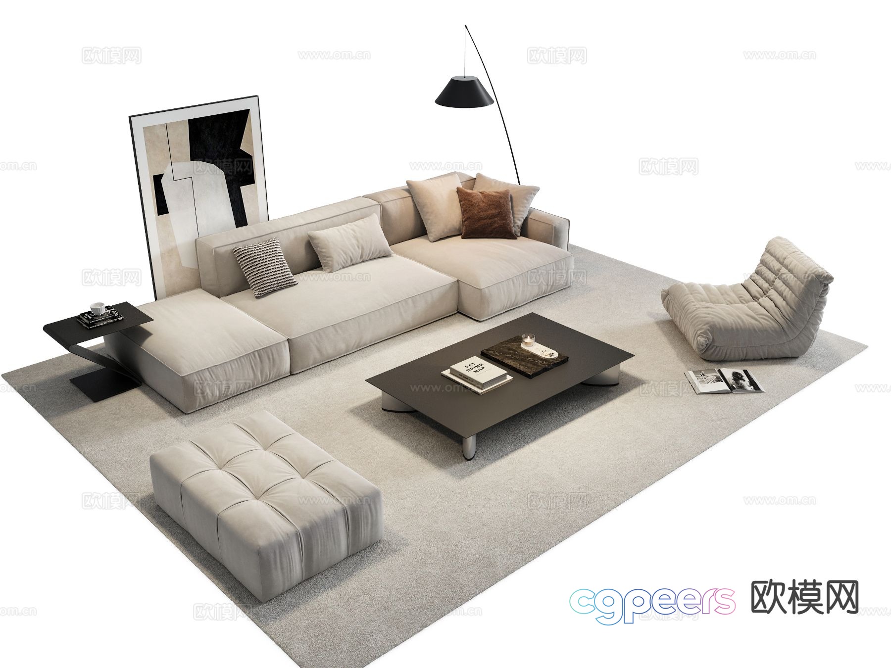 Modern sectional sofa 3d model Modern sectional sofa 3d model