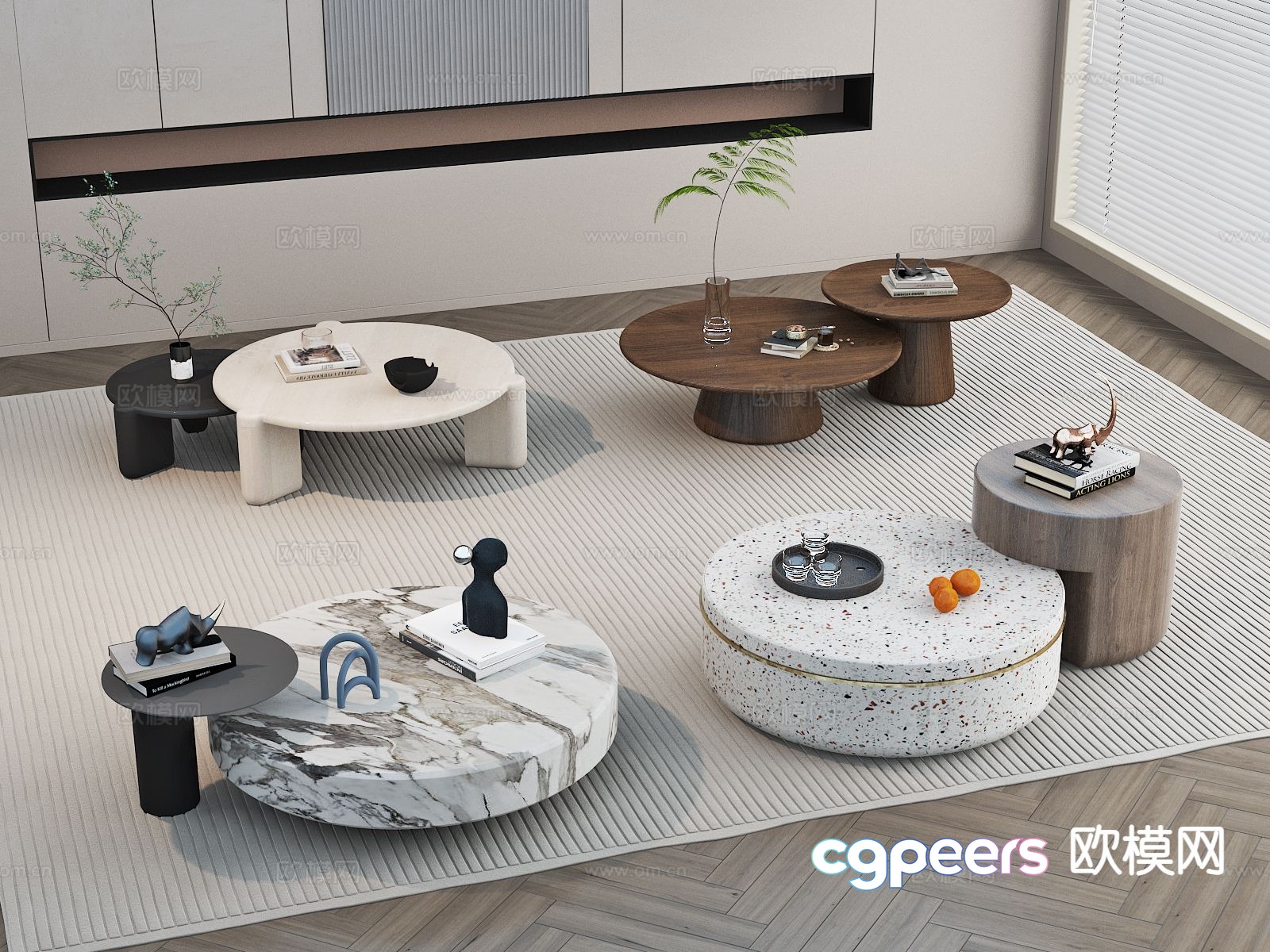 Modern double coffee table 3d model Modern double coffee table 3d model
