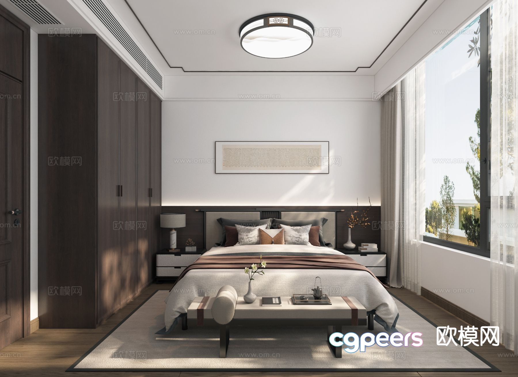 New Chinese style bedroom master bedroom 3d model New Chinese style bedroom master bedroom 3d model