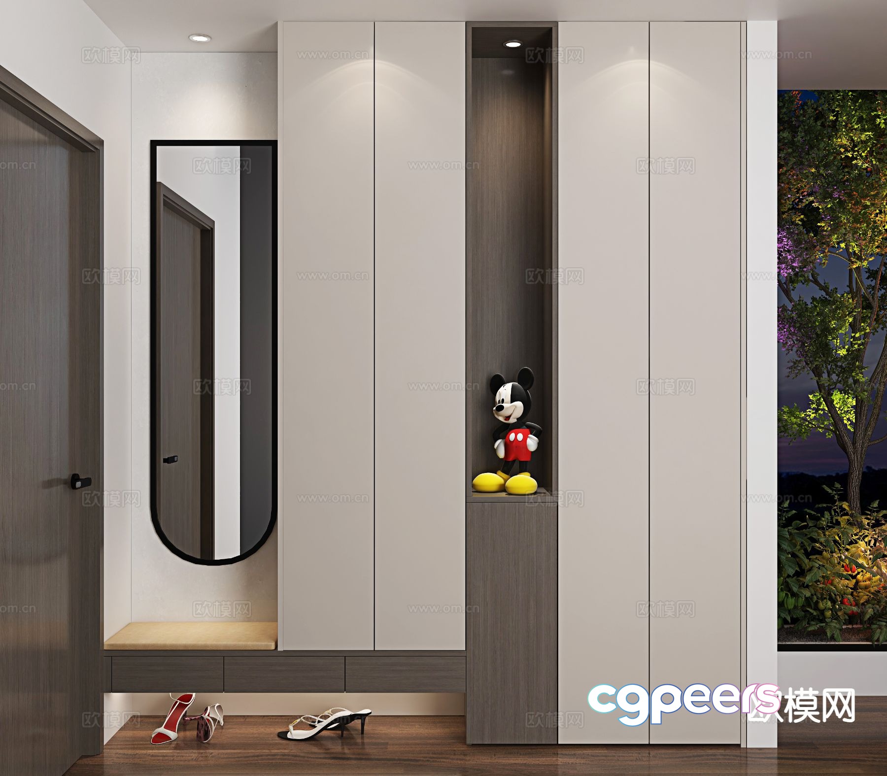 Modern shoe cabinet customized entrance cabinet 3D model Modern shoe cabinet customized entrance cabinet 3D model