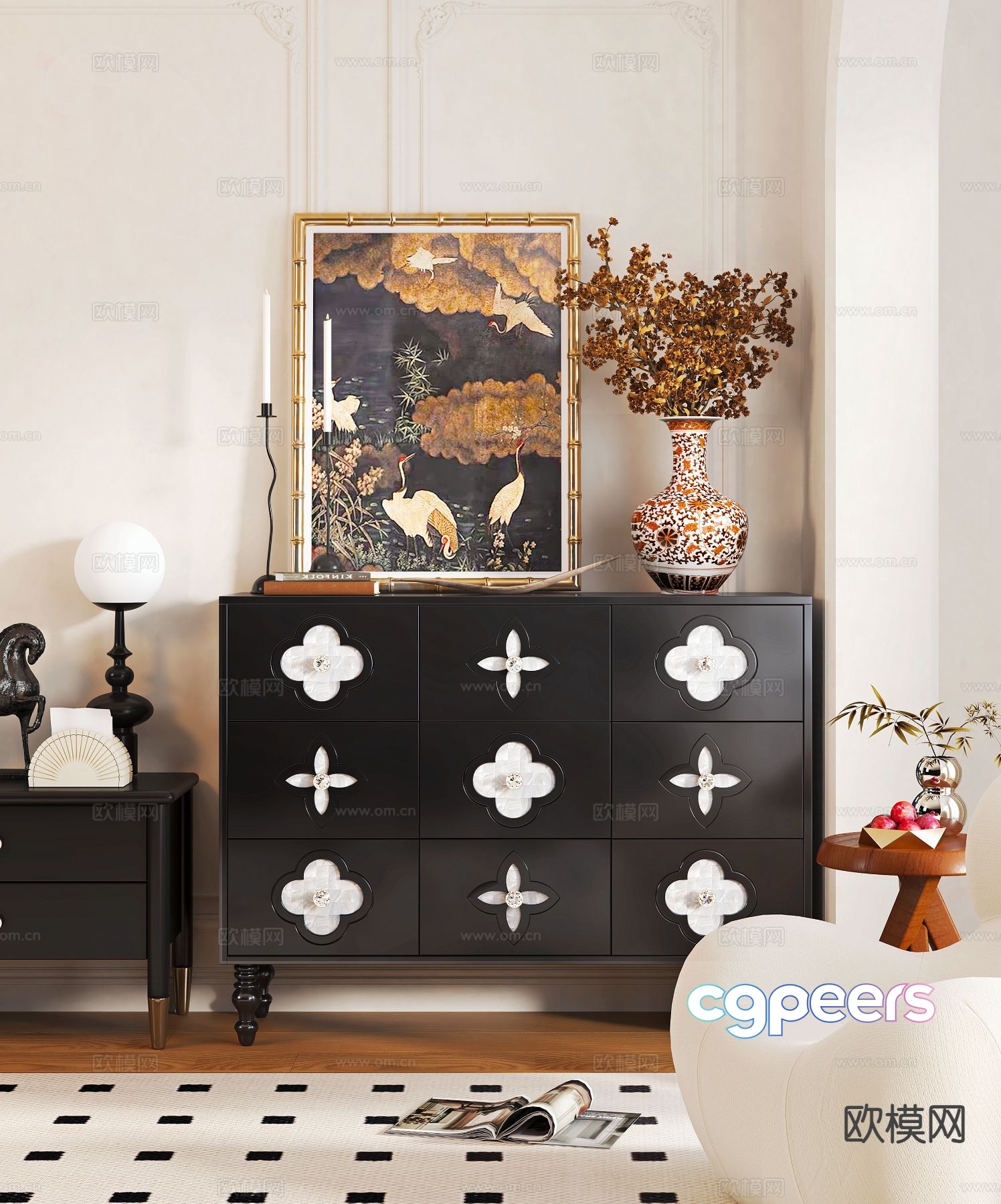 French side cabinet entrance cabinet 3d model French side cabinet entrance cabinet 3d model