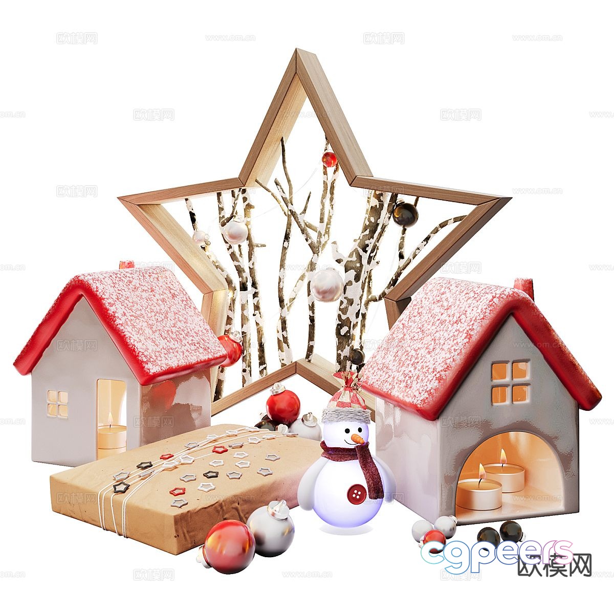 Modern Christmas ornaments cartoon house crafts 3d model Modern Christmas ornaments cartoon house crafts 3d model