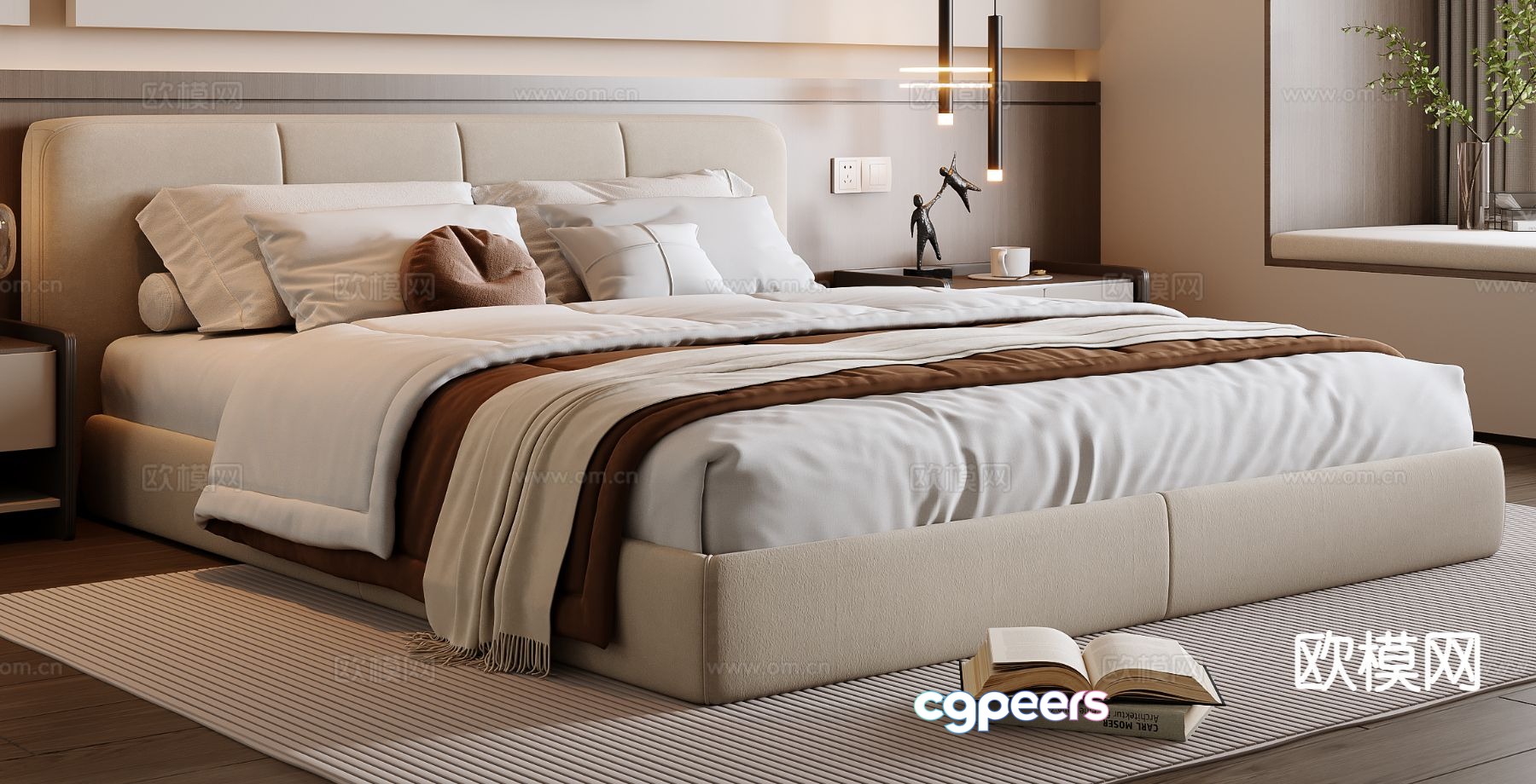 Modern double bed 3d model Modern double bed 3d model