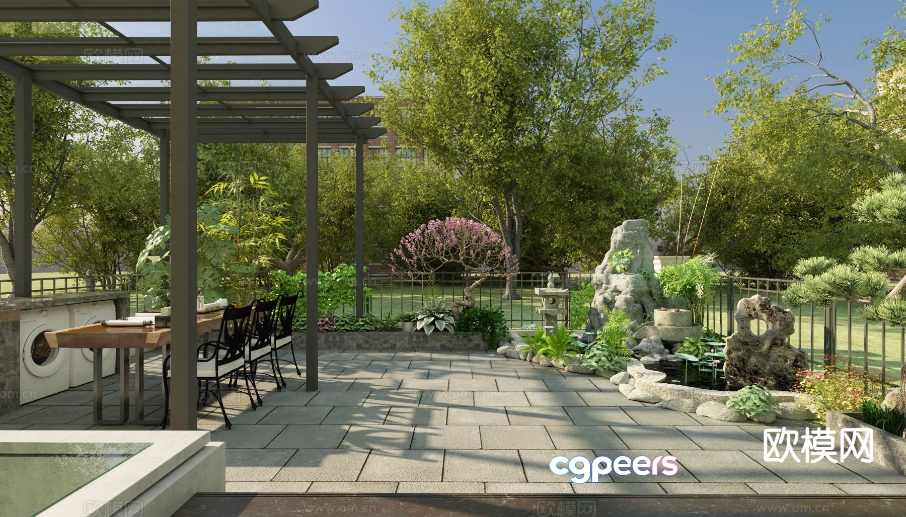 Modern outdoor balcony garden landscape 3d model Modern outdoor balcony garden landscape 3d model