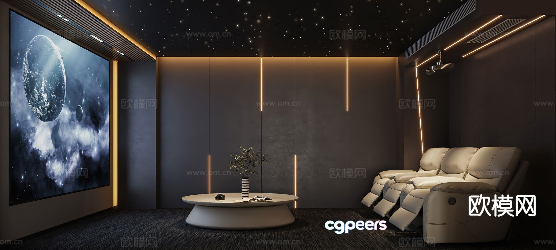 Modern audio-visual room home theater private theater 3d model Modern audio-visual room home theater private theater 3d model