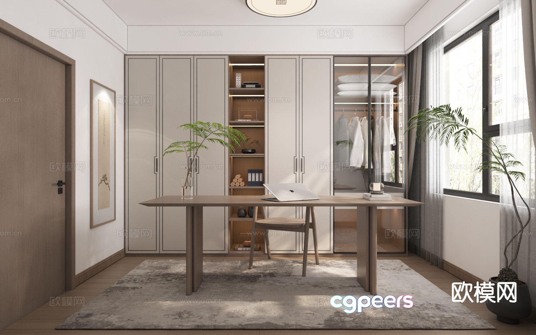 New Chinese style study 3D model New Chinese style study 3D model