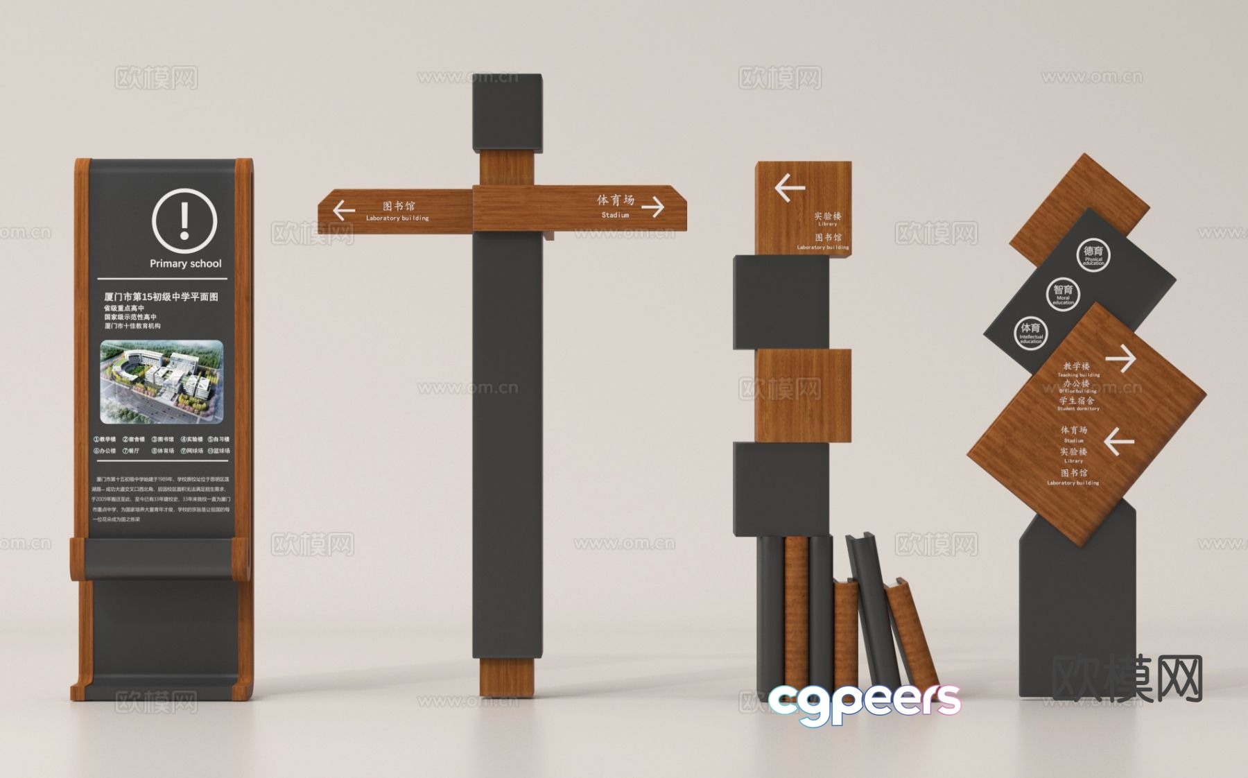Modern signage guide sign 3d model Modern signage guide sign 3d model