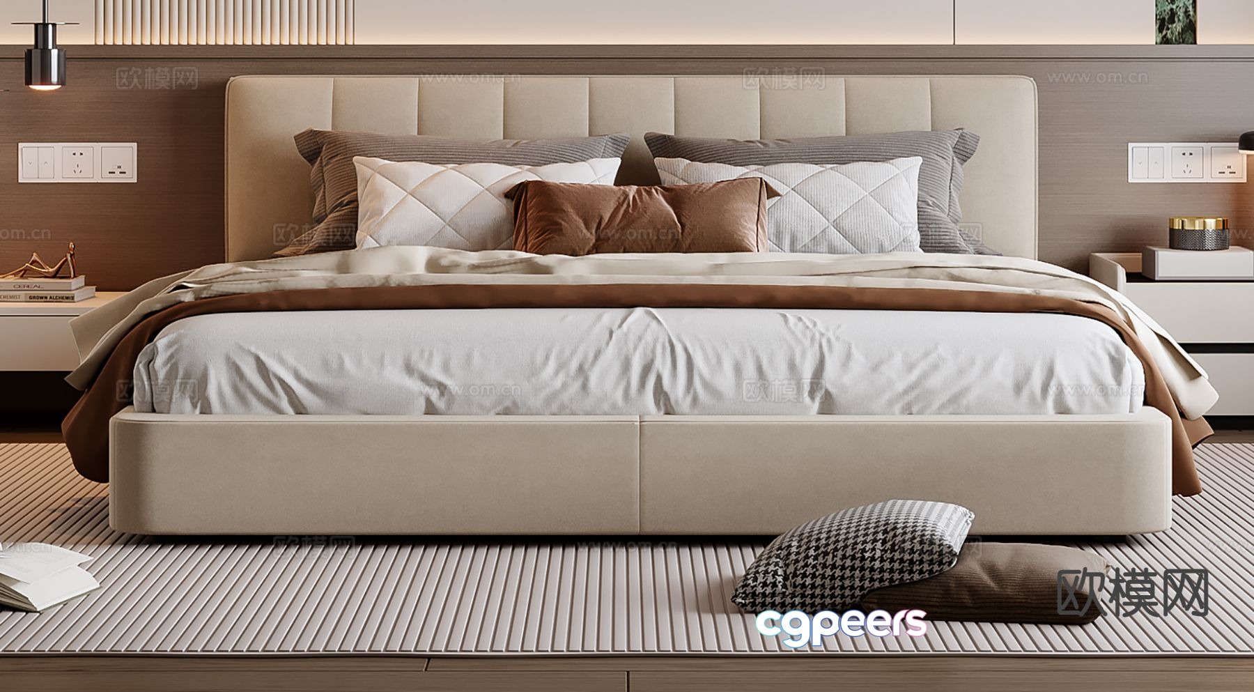 Modern double bed 3d model Modern double bed 3d model