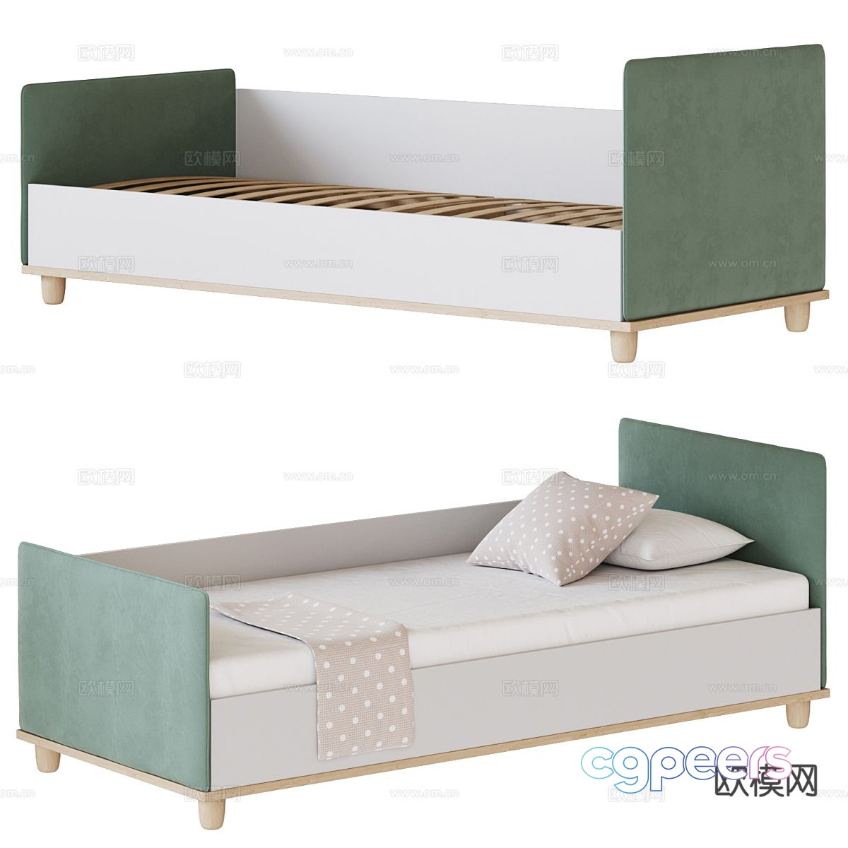 Modern single bed 3d model Modern single bed 3d model