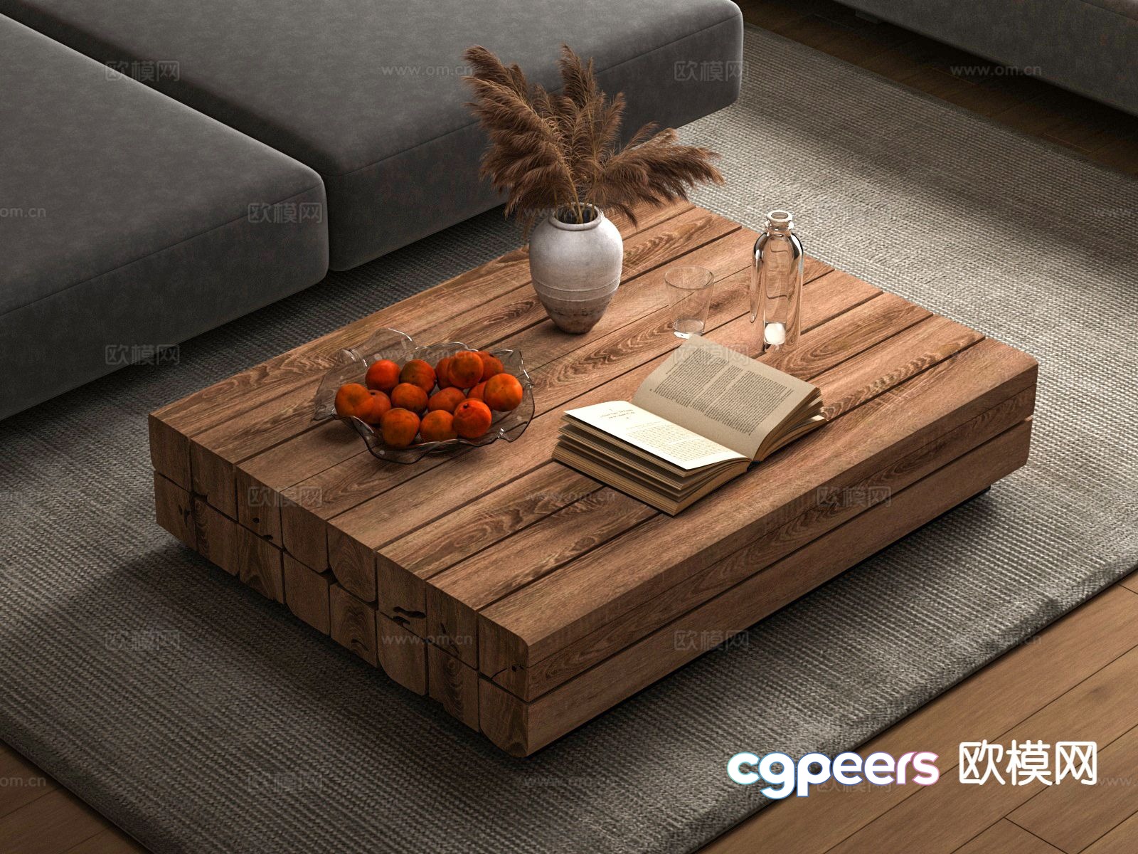Wabi-sabi solid wood coffee table 3d model Wabi-sabi solid wood coffee table 3d model