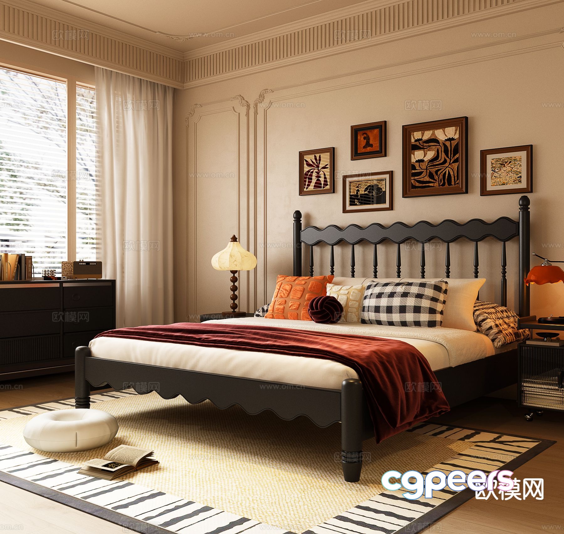 Medieval style double bed 3d model Medieval style double bed 3d model