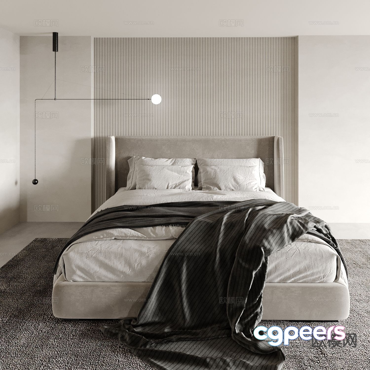 Modern double bed 3d model Modern double bed 3d model