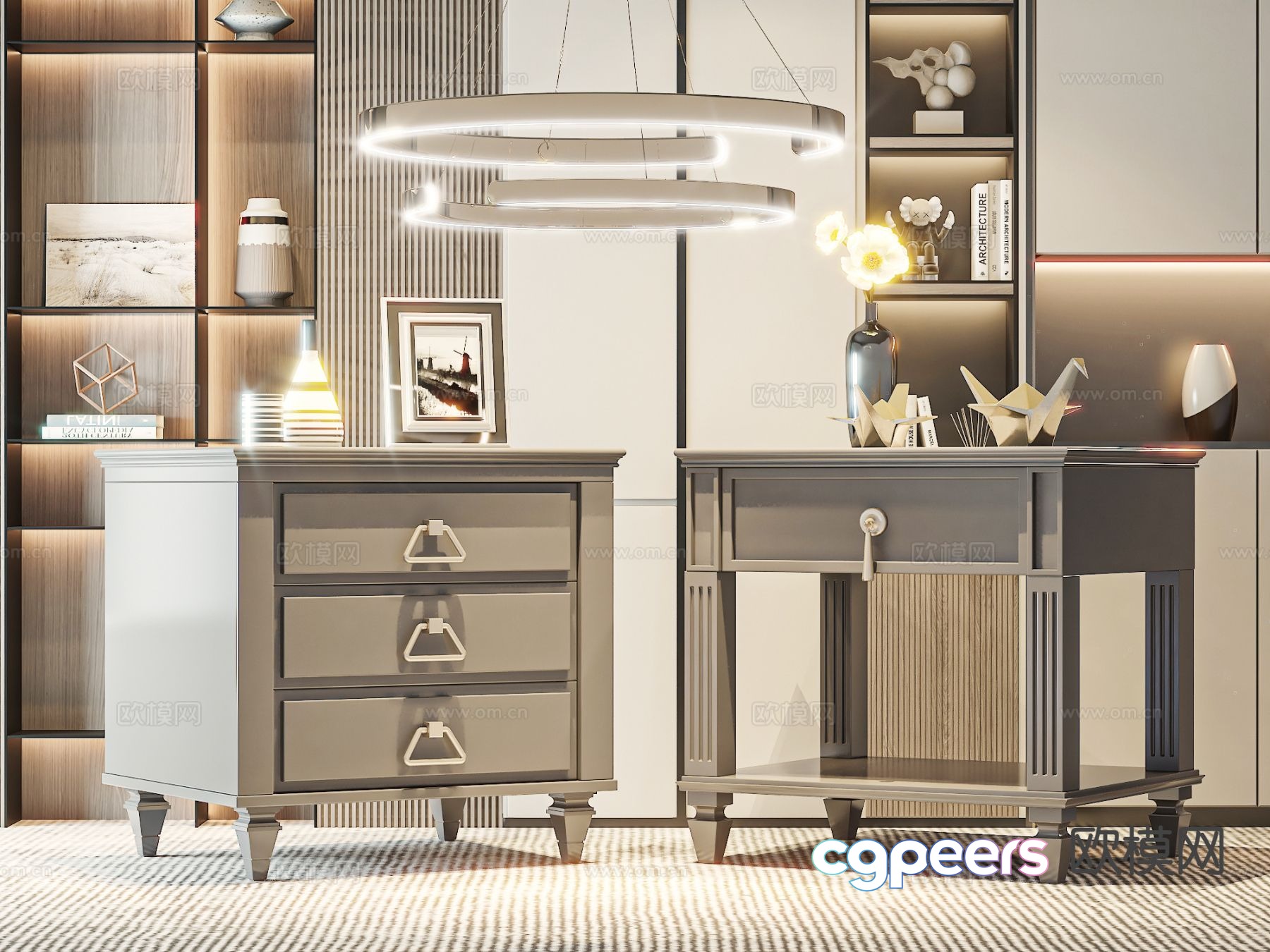 American bedside table 3d model American bedside table 3d model