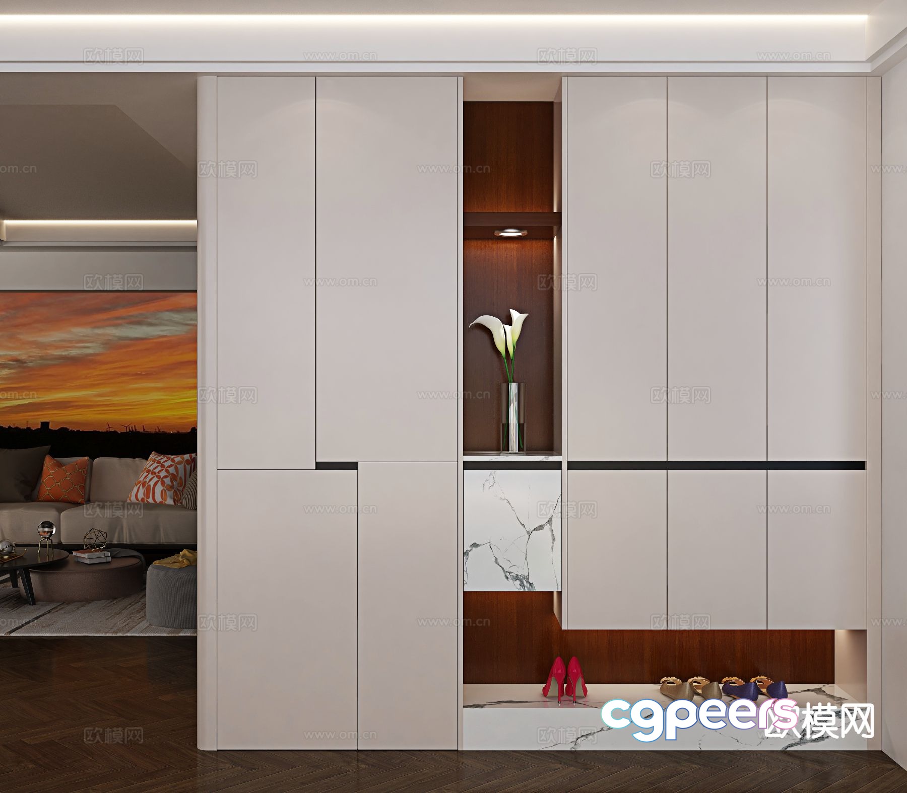 Modern shoe cabinet customized entrance cabinet 3D model Modern shoe cabinet customized entrance cabinet 3D model