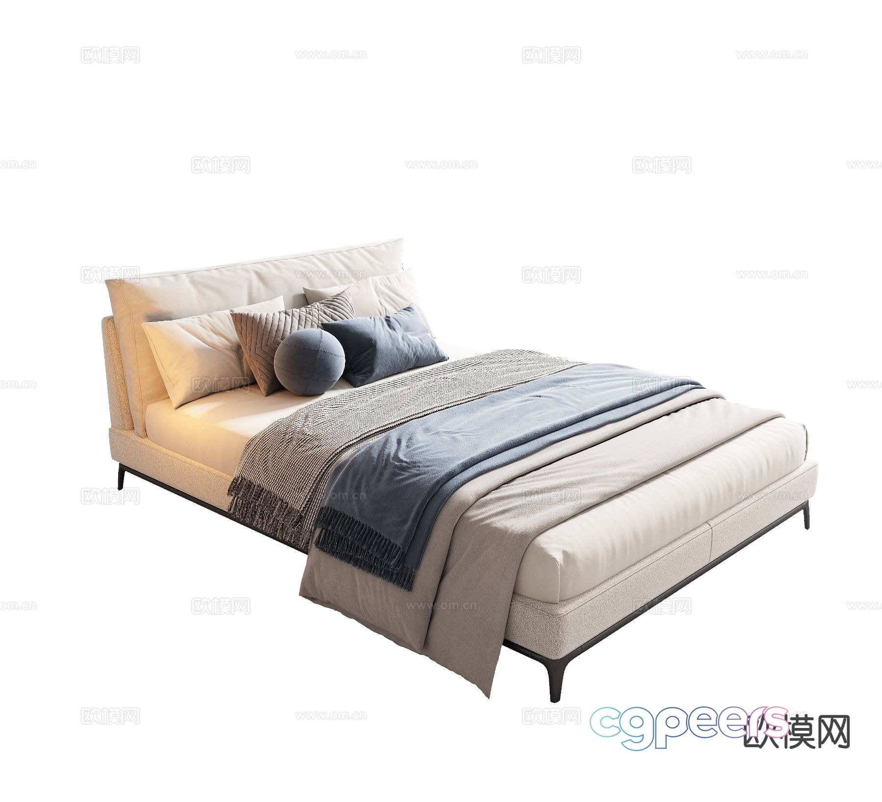 Modern double bed 3d model Modern double bed 3d model