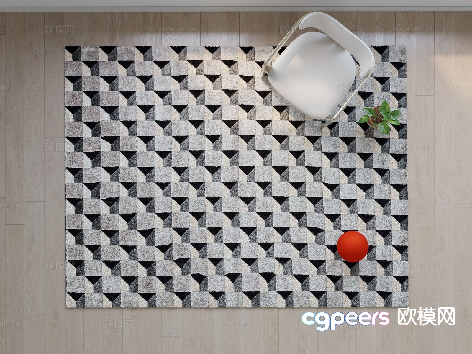 Modern carpet square rug 3d model Modern carpet square rug 3d model