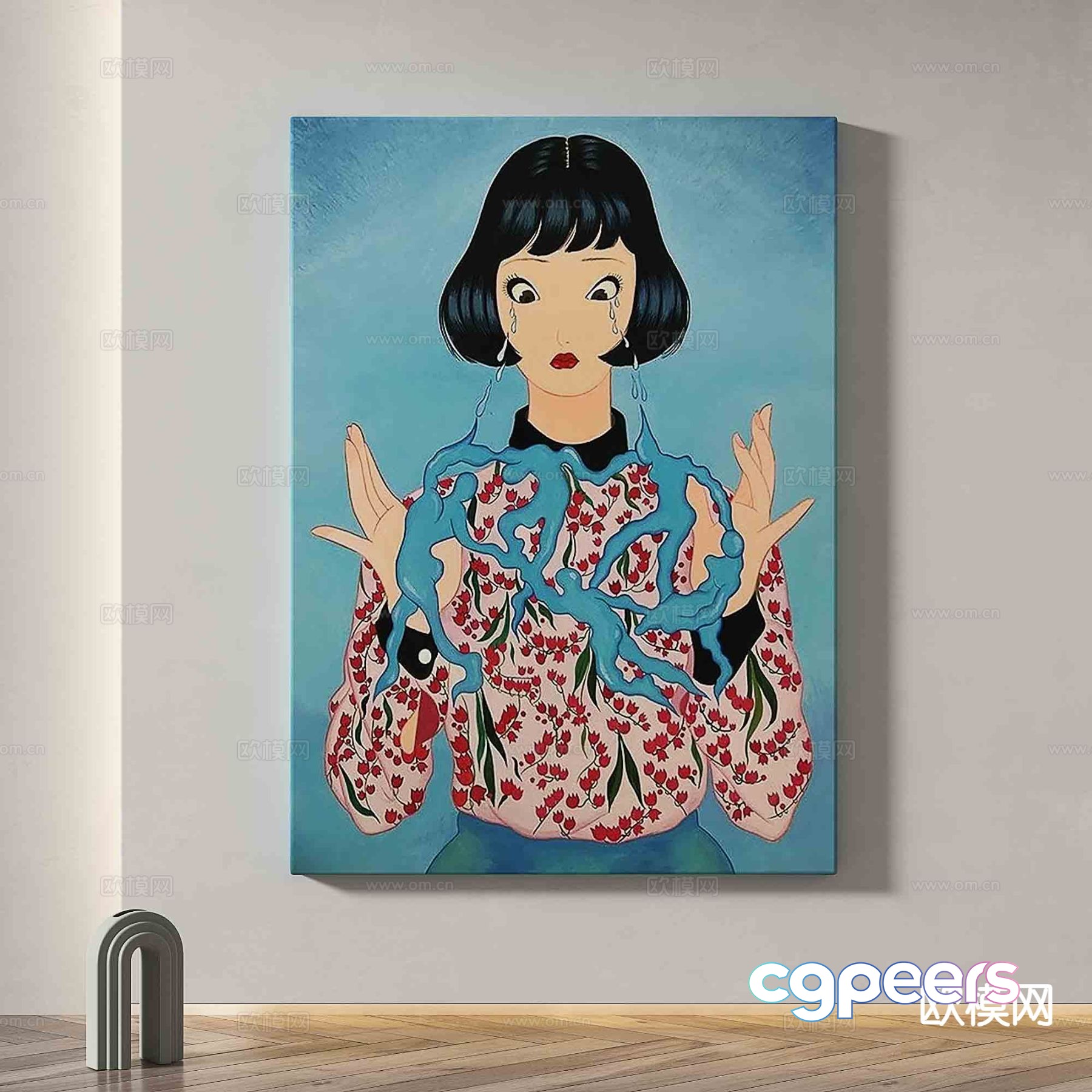 Character hanging painting comic style decorative painting 3d model Character hanging painting comic style decorative painting 3d model