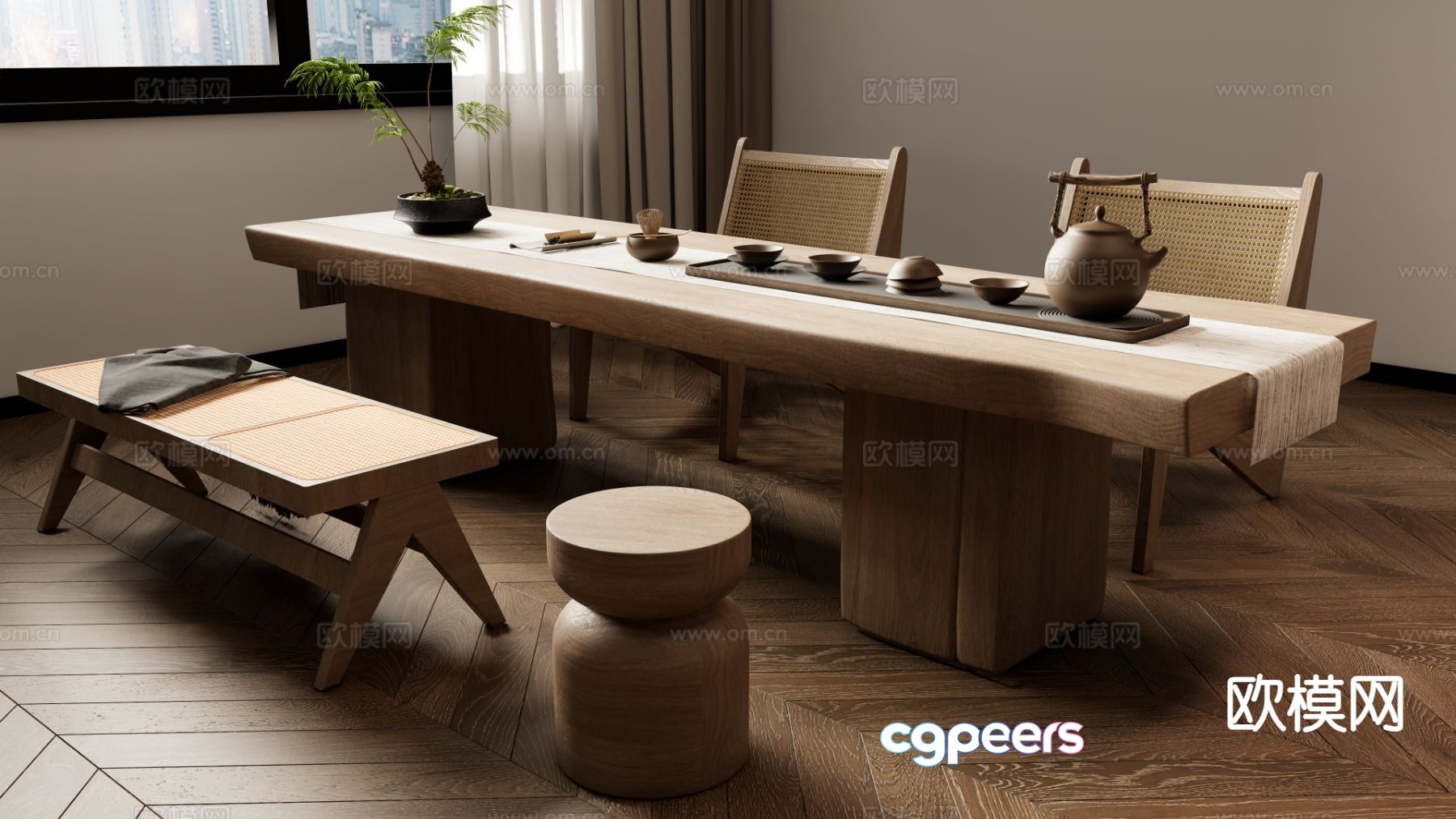 New Chinese tea table and chairs tea table wooden table 3d model New Chinese tea table and chairs tea table wooden table 3d model