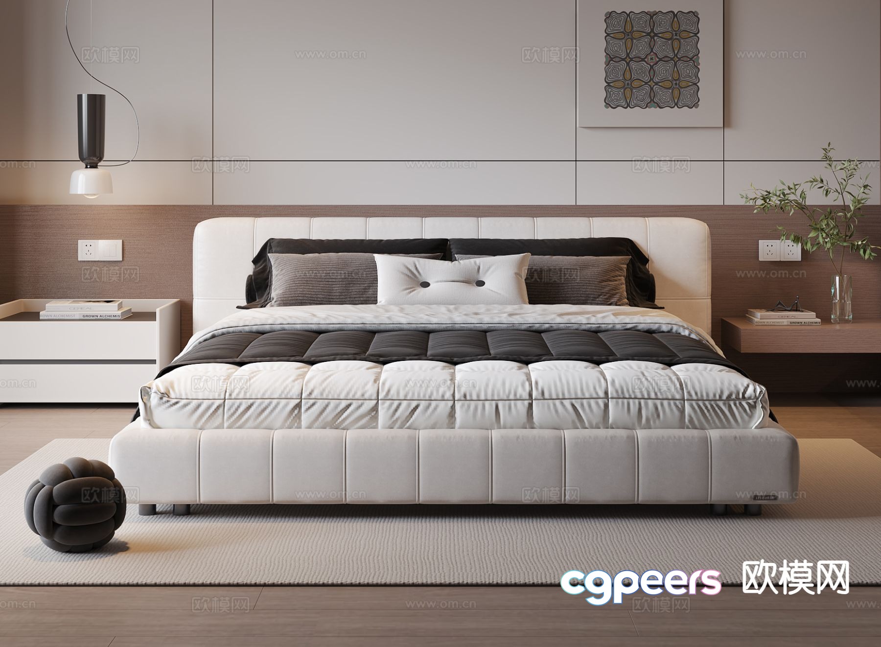 Fabric double bed 3d model Fabric double bed 3d model