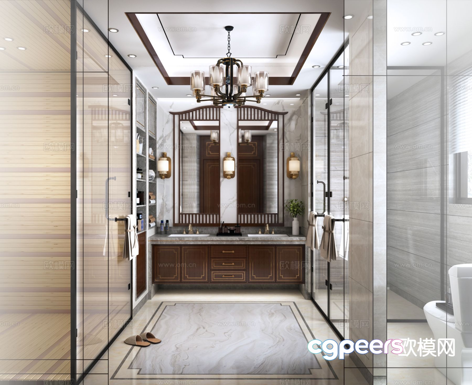 New Chinese style bathroom bathroom 3d model New Chinese style bathroom bathroom 3d model