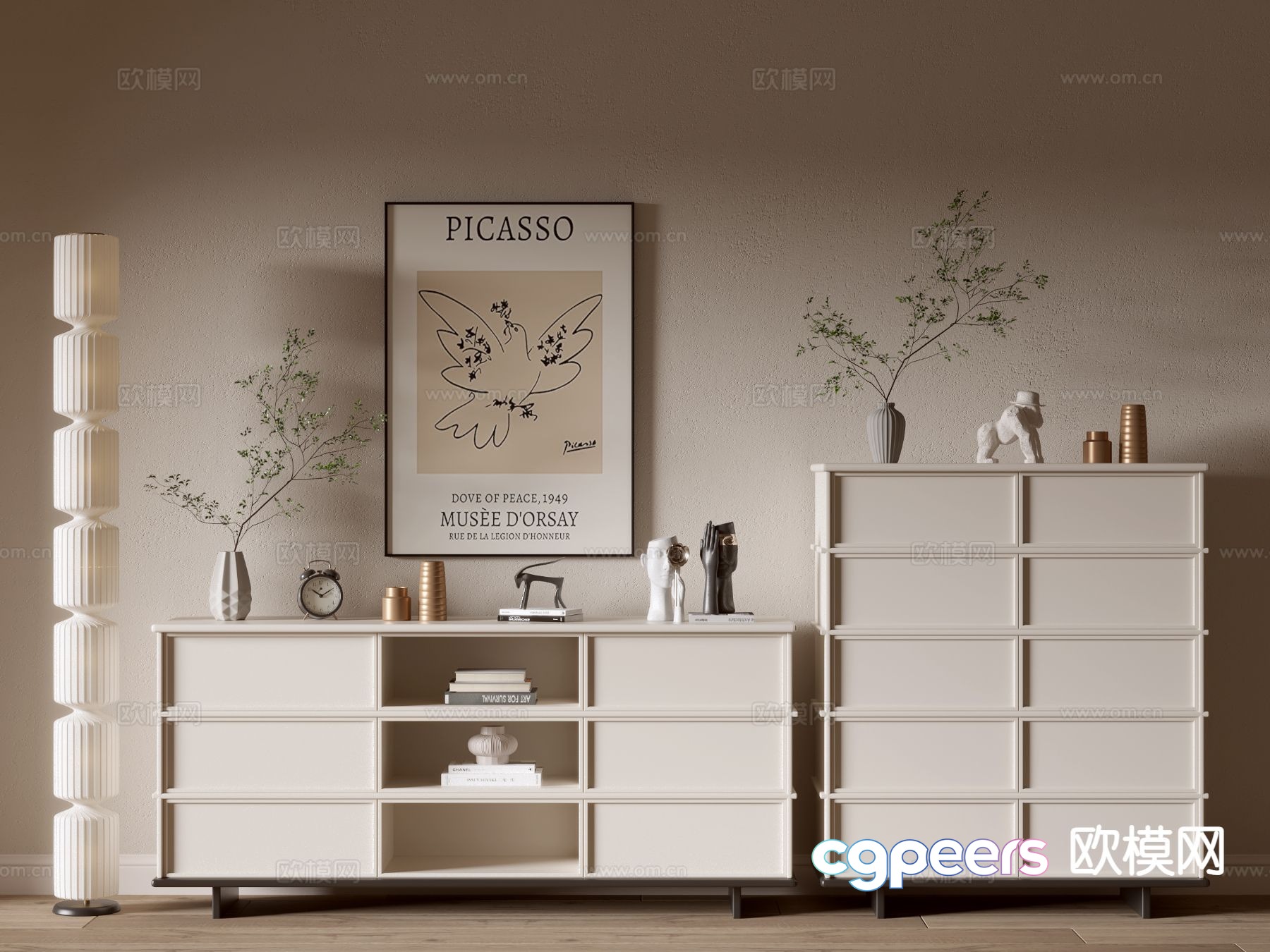 Cream style entrance cabinet drawer cabinet storage cabinet entry cabinet 3D model Cream style entrance cabinet drawer cabinet storage cabinet entry cabinet 3D model