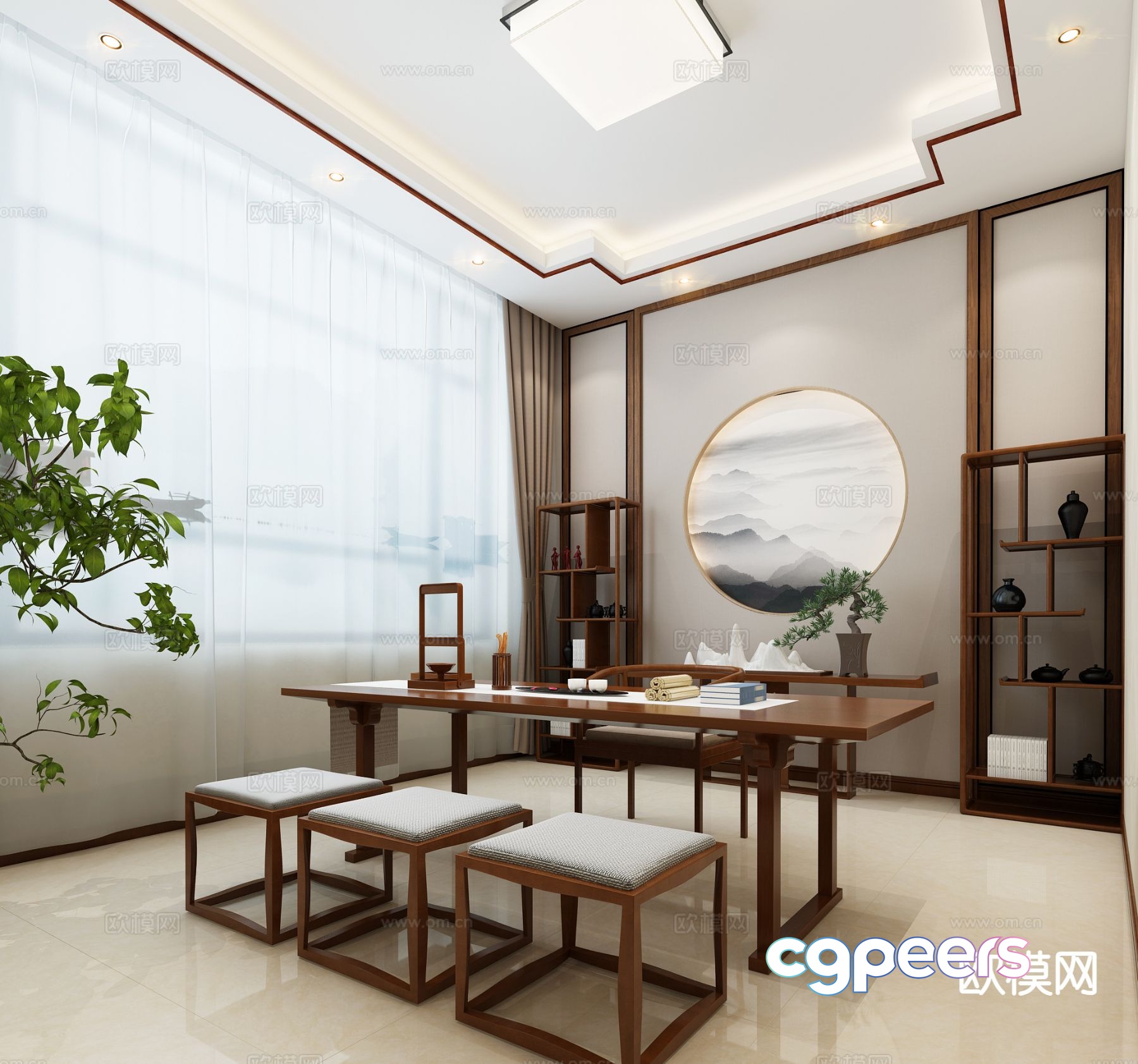New Chinese style study 3D model for practicing calligraphy New Chinese style study 3D model for practicing calligraphy