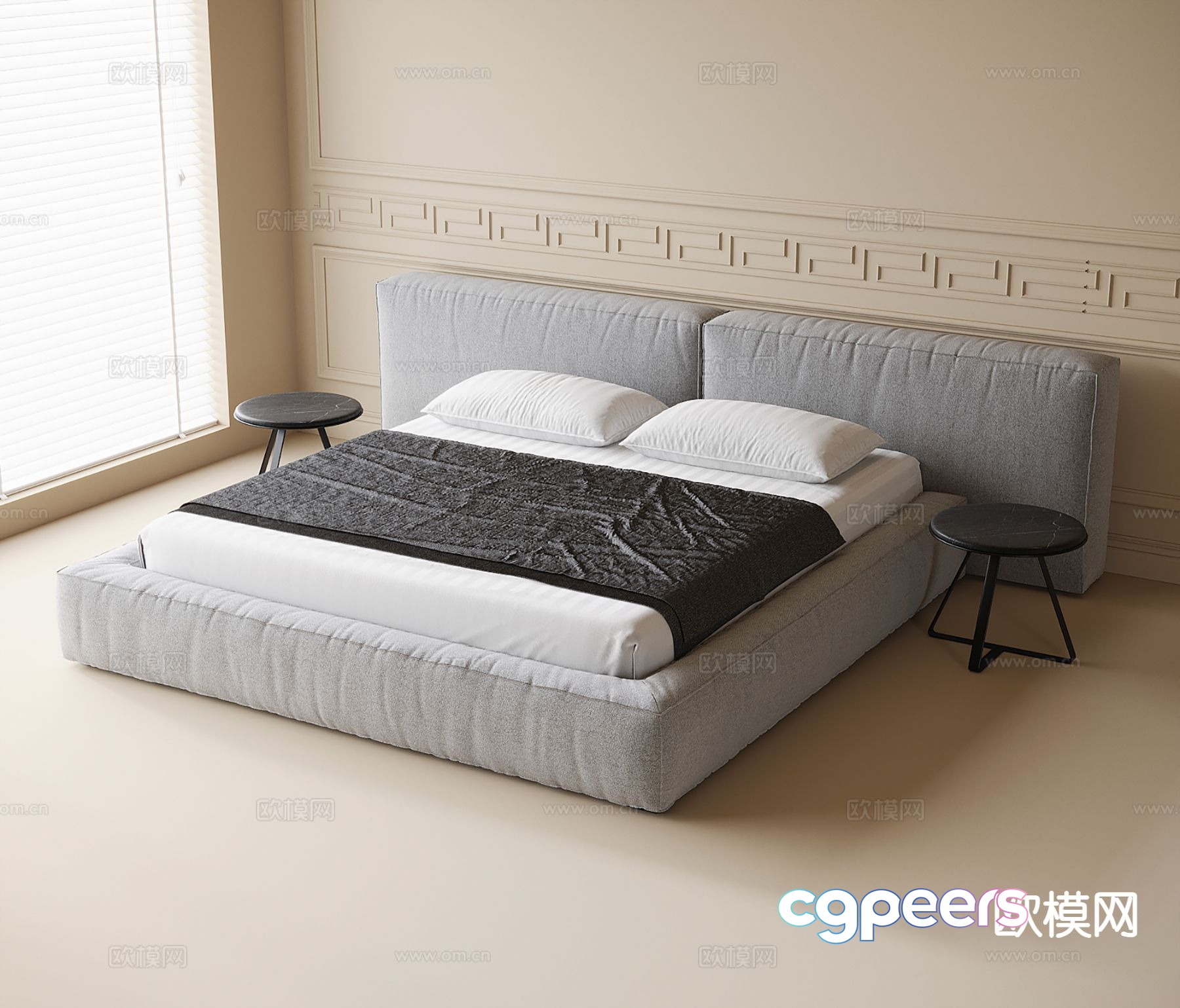Modern double bed 3d model Modern double bed 3d model
