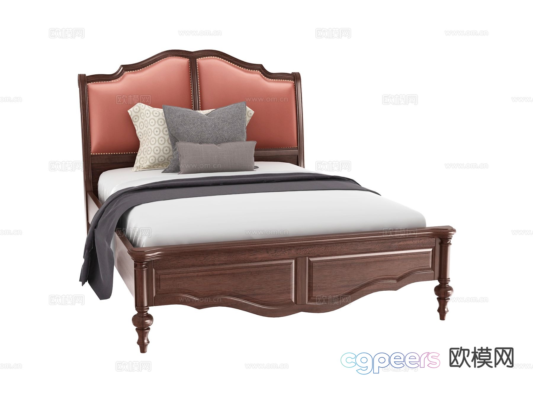 American double bed 3d model American double bed 3d model
