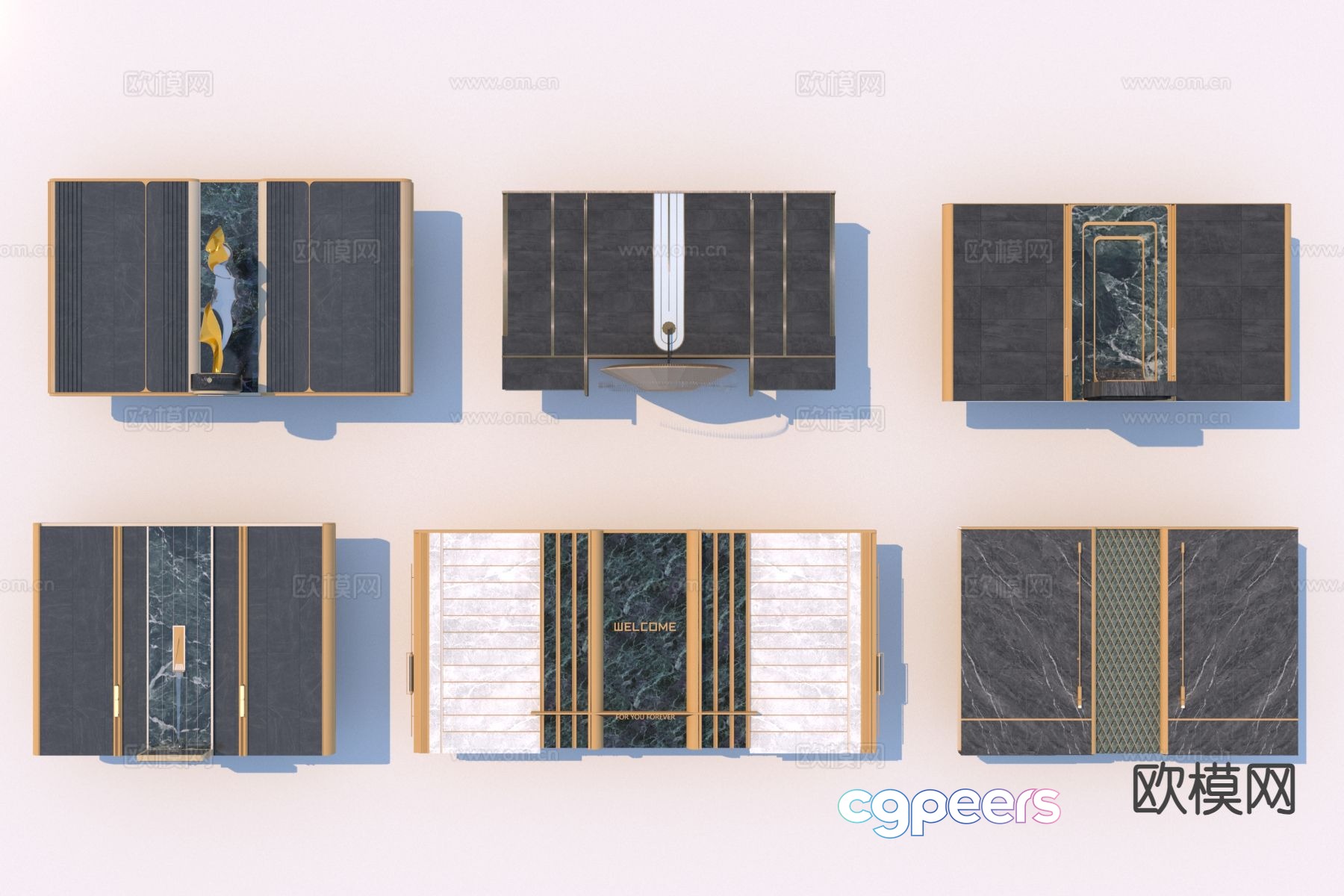 Modern facing wall 3d model Modern facing wall 3d model