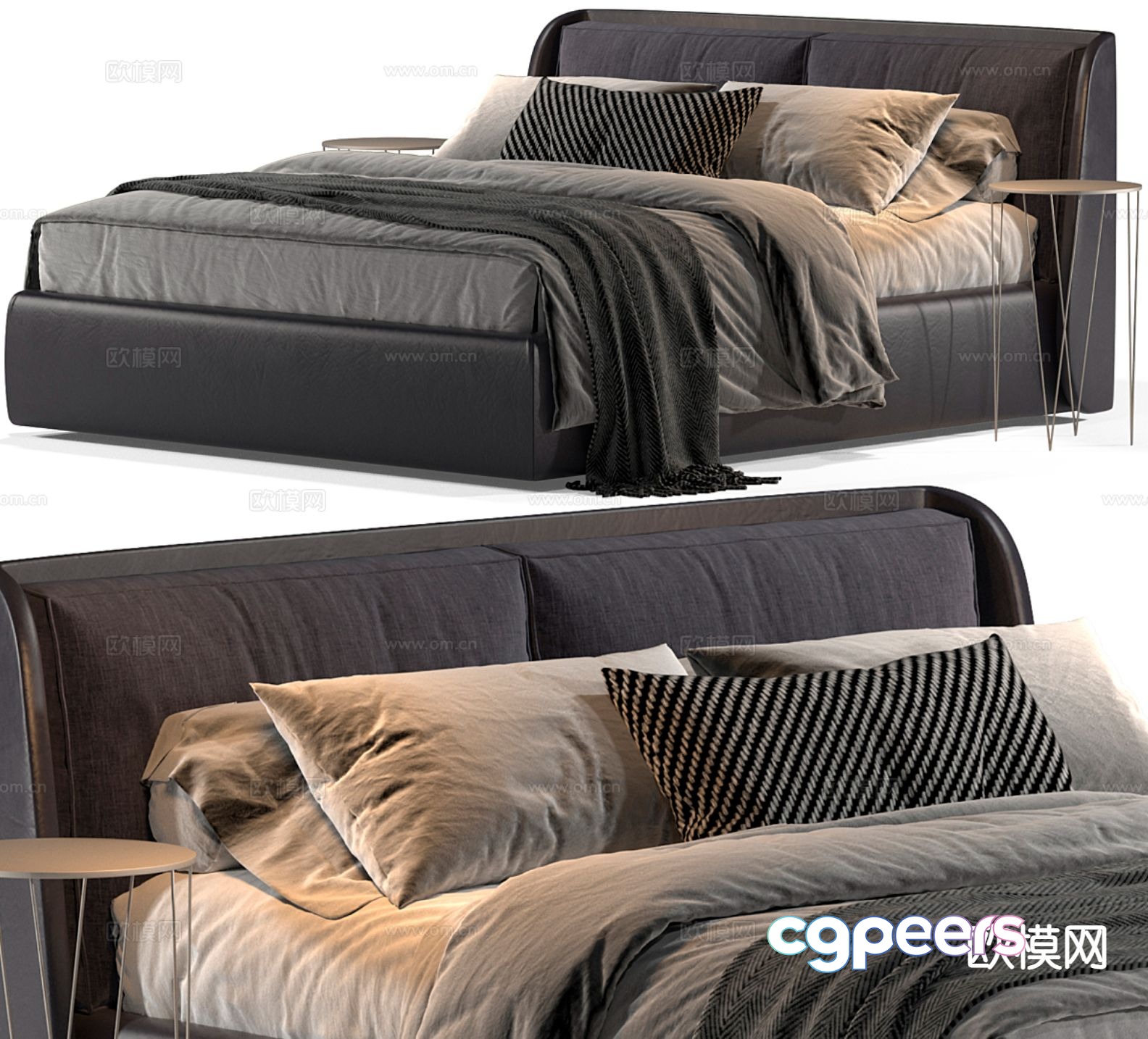 Modern double bed 3d model Modern double bed 3d model