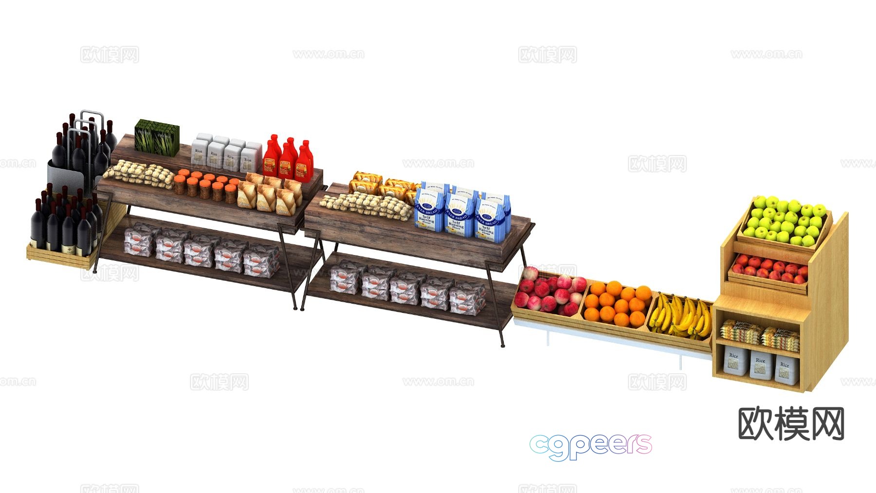 Modern vegetable fruit bread shelf 3d model Modern vegetable fruit bread shelf 3d model