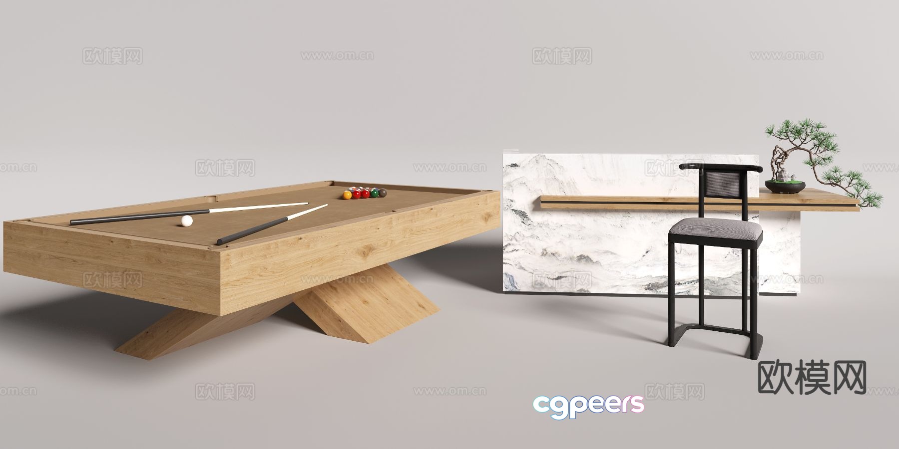 Modern pool table bar 3d model Modern pool table bar 3d model