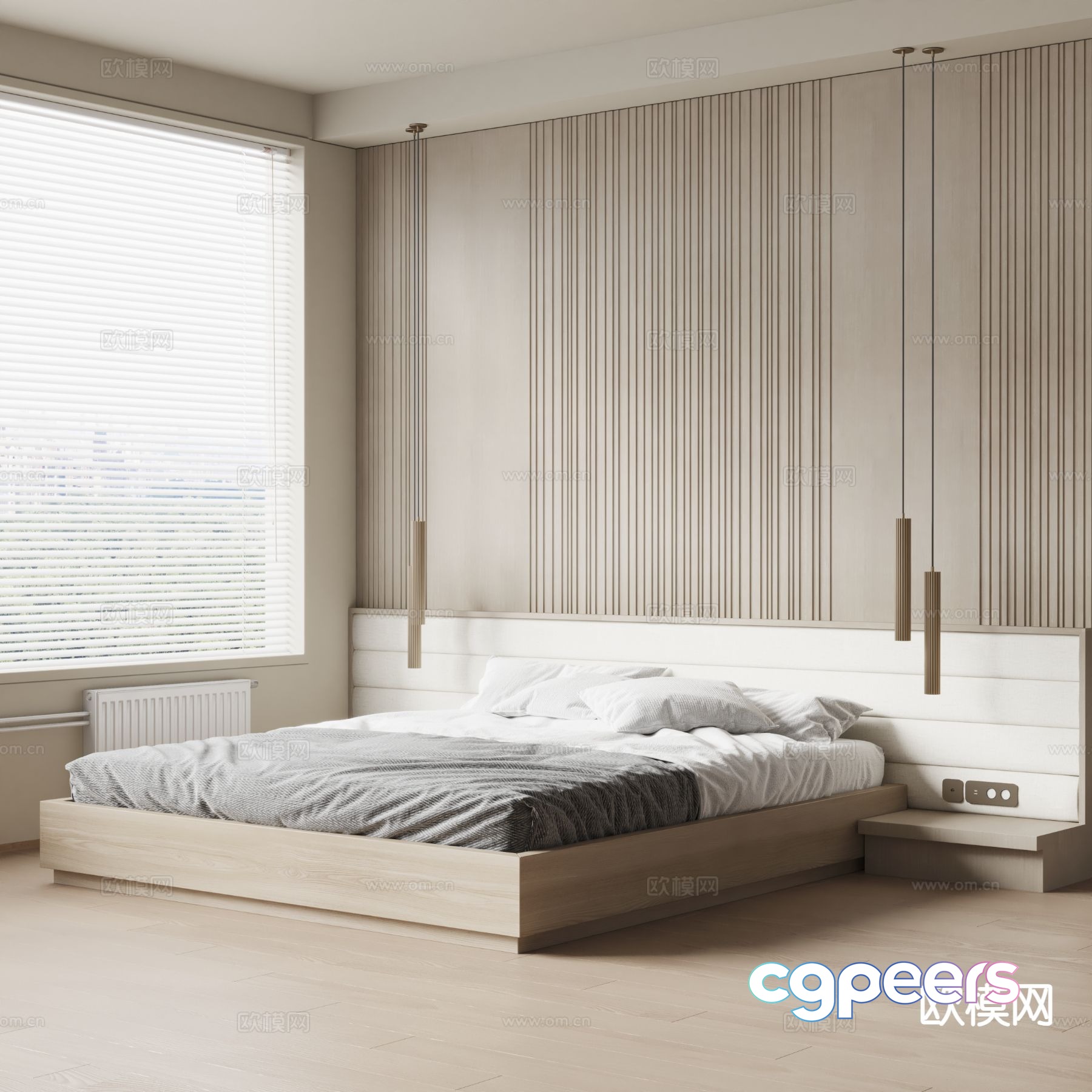 Modern double bed 3d model Modern double bed 3d model