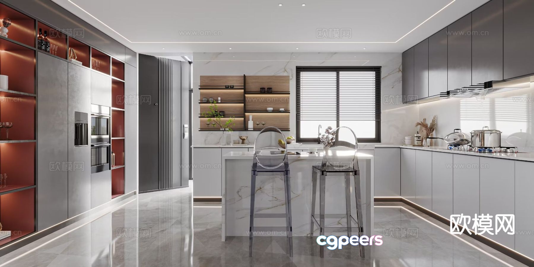 Modern island kitchen open kitchen 3d model Modern island kitchen open kitchen 3d model