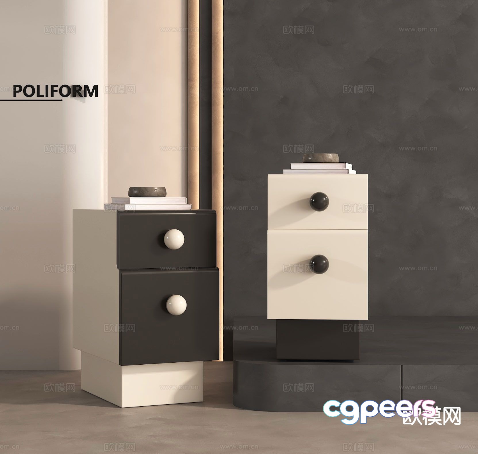 Modern bedside table 3d model Modern bedside table 3d model