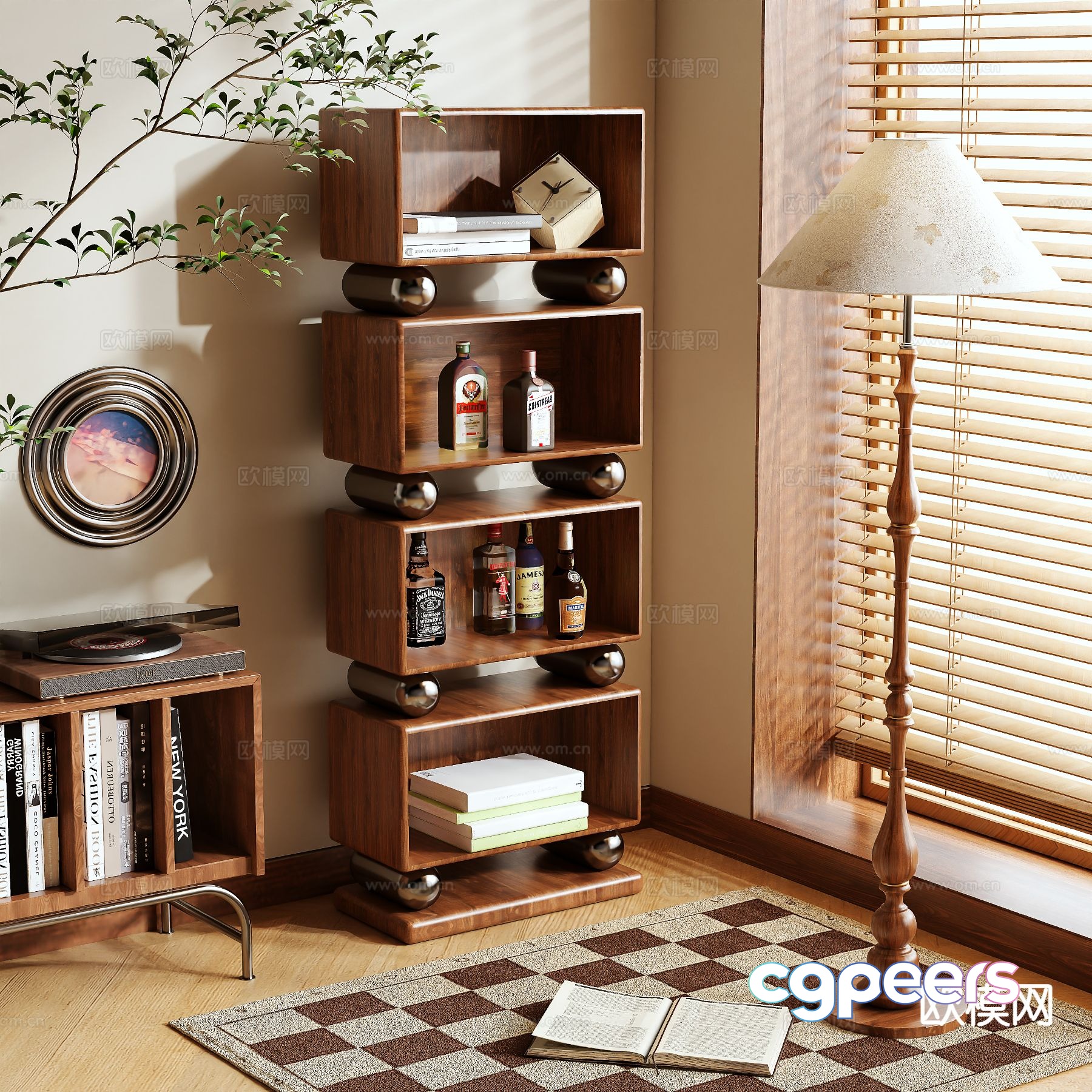 Log style bookshelf shelf 3d model Log style bookshelf shelf 3d model