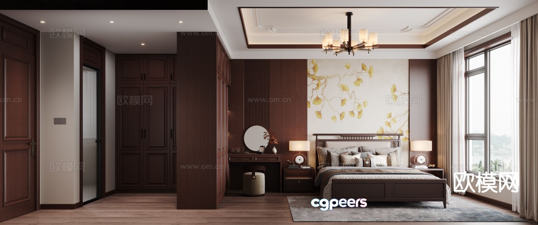 New Chinese style bedroom master bedroom 3d model New Chinese style bedroom master bedroom 3d model