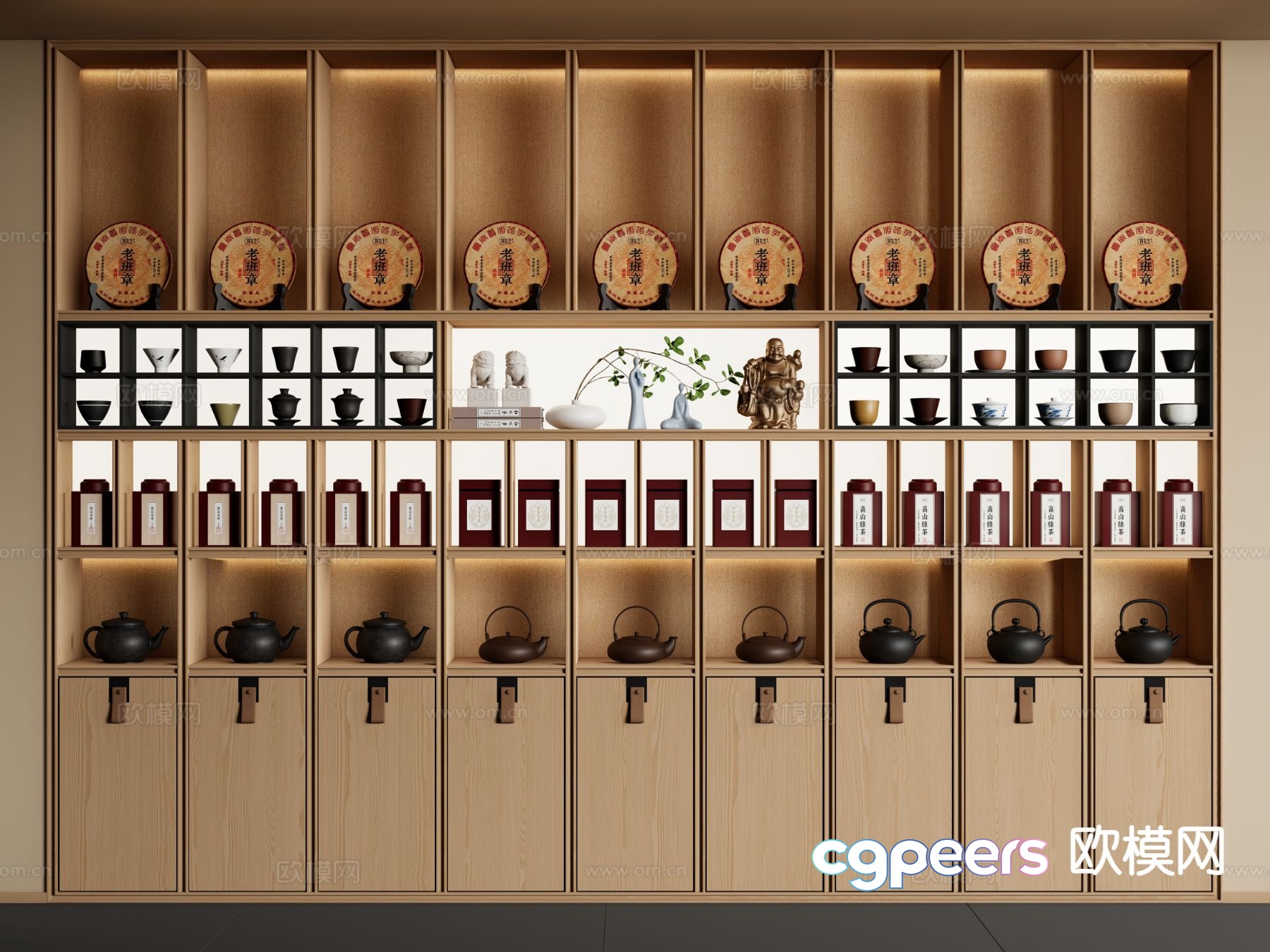 New Chinese style tea cabinet tea display cabinet 3d model New Chinese style tea cabinet tea display cabinet 3d model