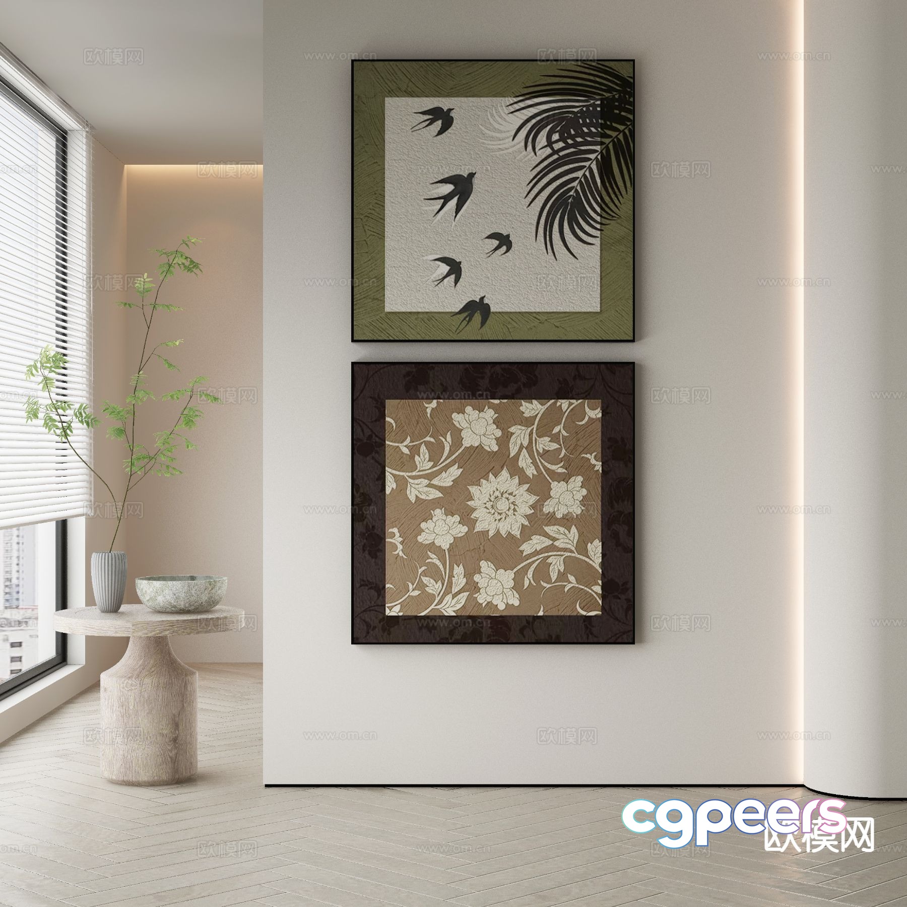 New Chinese texture painting decorative painting 3D model New Chinese texture painting decorative painting 3D model