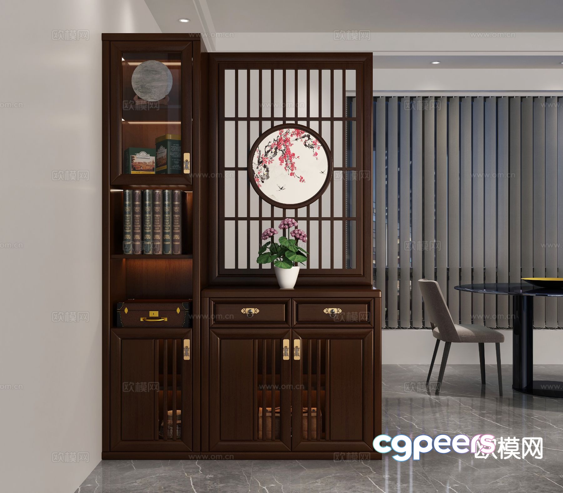 New Chinese style entrance cabinet and partition cabinet 3D model New Chinese style entrance cabinet and partition cabinet 3D model