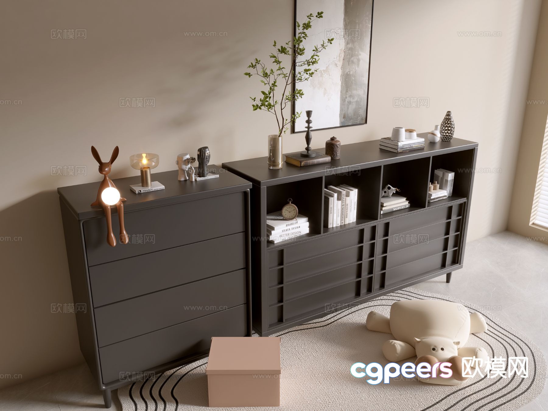 Modern black cabinet integrated cabinet sideboard drawer cabinet 3d model Modern black cabinet integrated cabinet sideboard drawer cabinet 3d model
