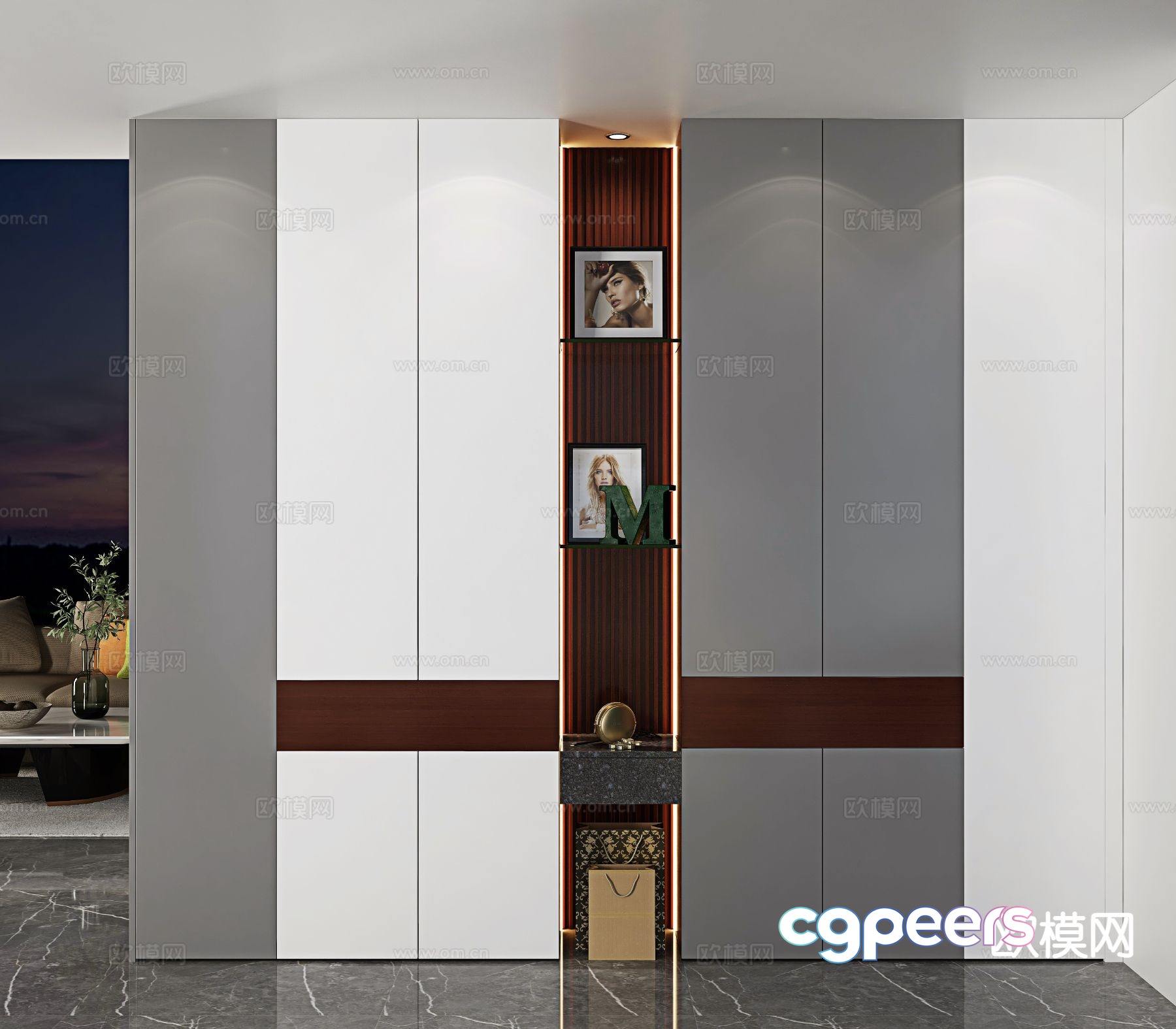 Modern shoe cabinet entrance custom cabinet 3D model Modern shoe cabinet entrance custom cabinet 3D model