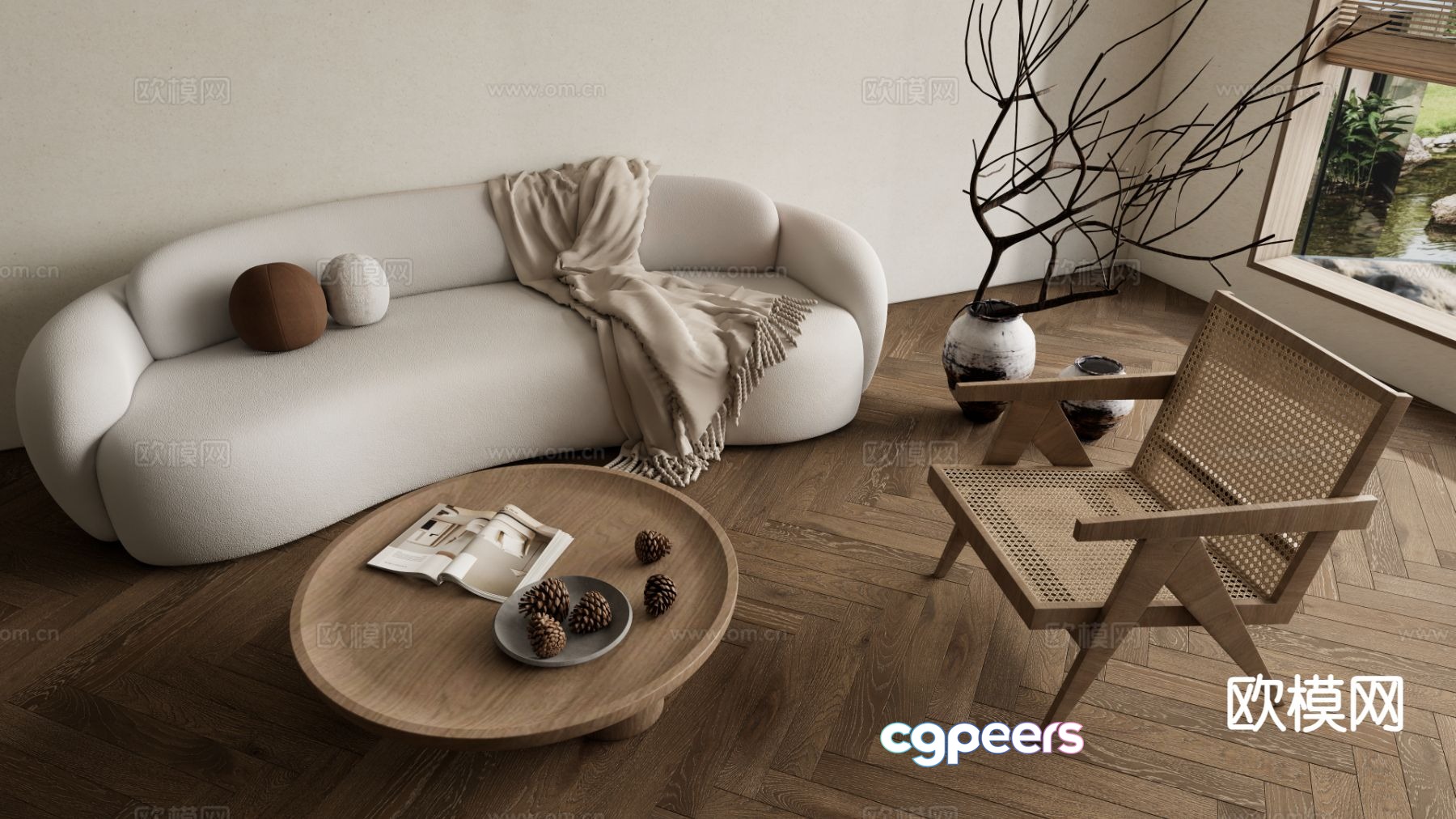 Wabi-sabi style curved sofa modular sofa 3D model Wabi-sabi style curved sofa modular sofa 3D model