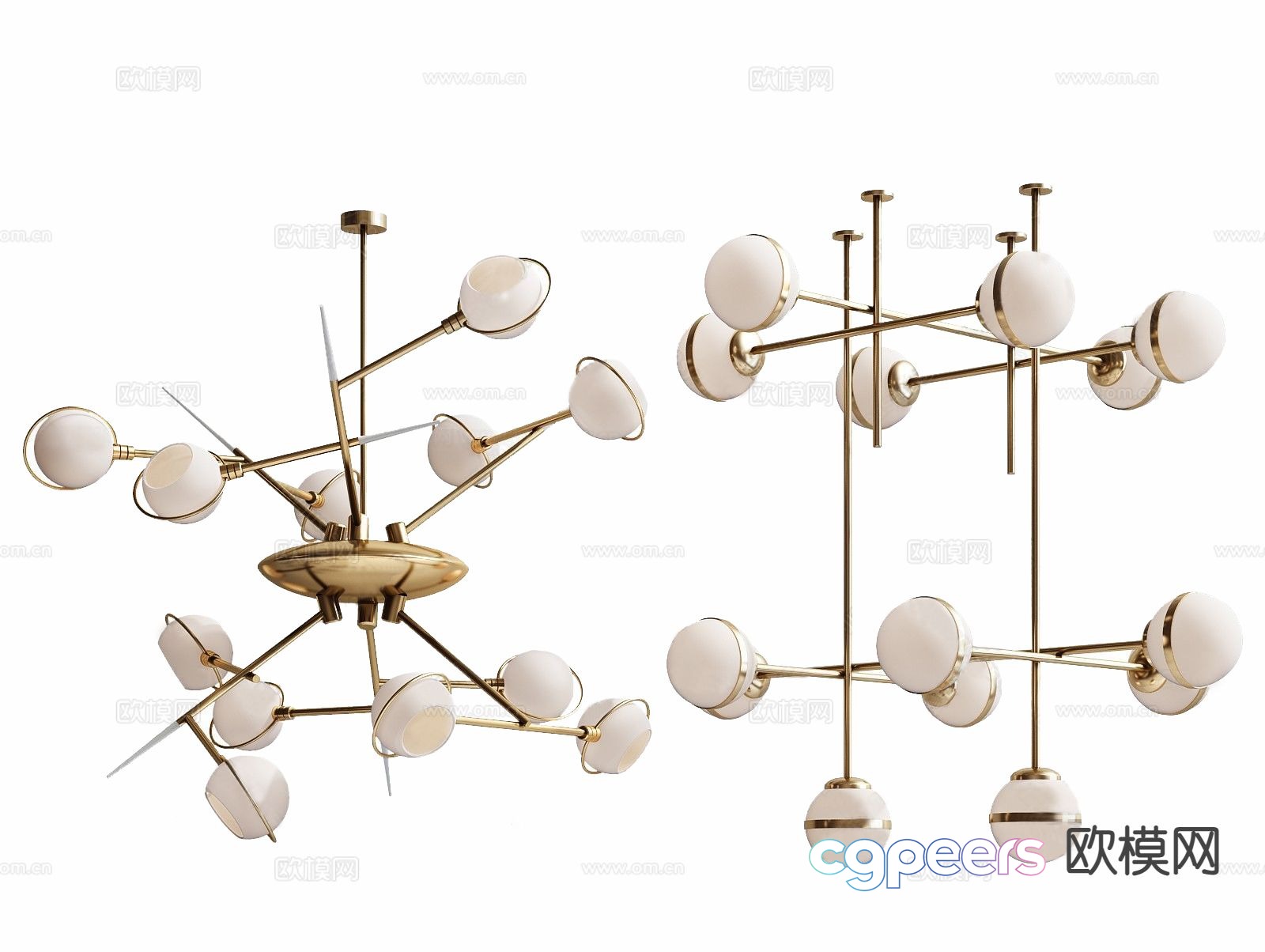 Light luxury multi-head chandelier 3D model Light luxury multi-head chandelier 3D model