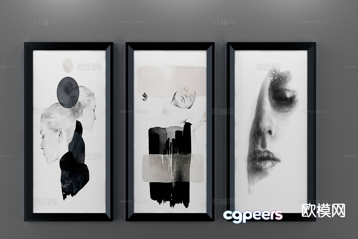 Modern abstract painting decoration hanging painting 3d model Modern abstract painting decoration hanging painting 3d model