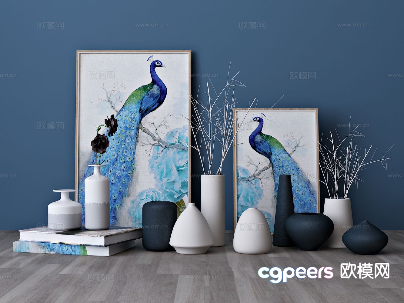 Modern decorations ornaments peacock hanging paintings 3D model Modern decorations ornaments peacock hanging paintings 3D model
