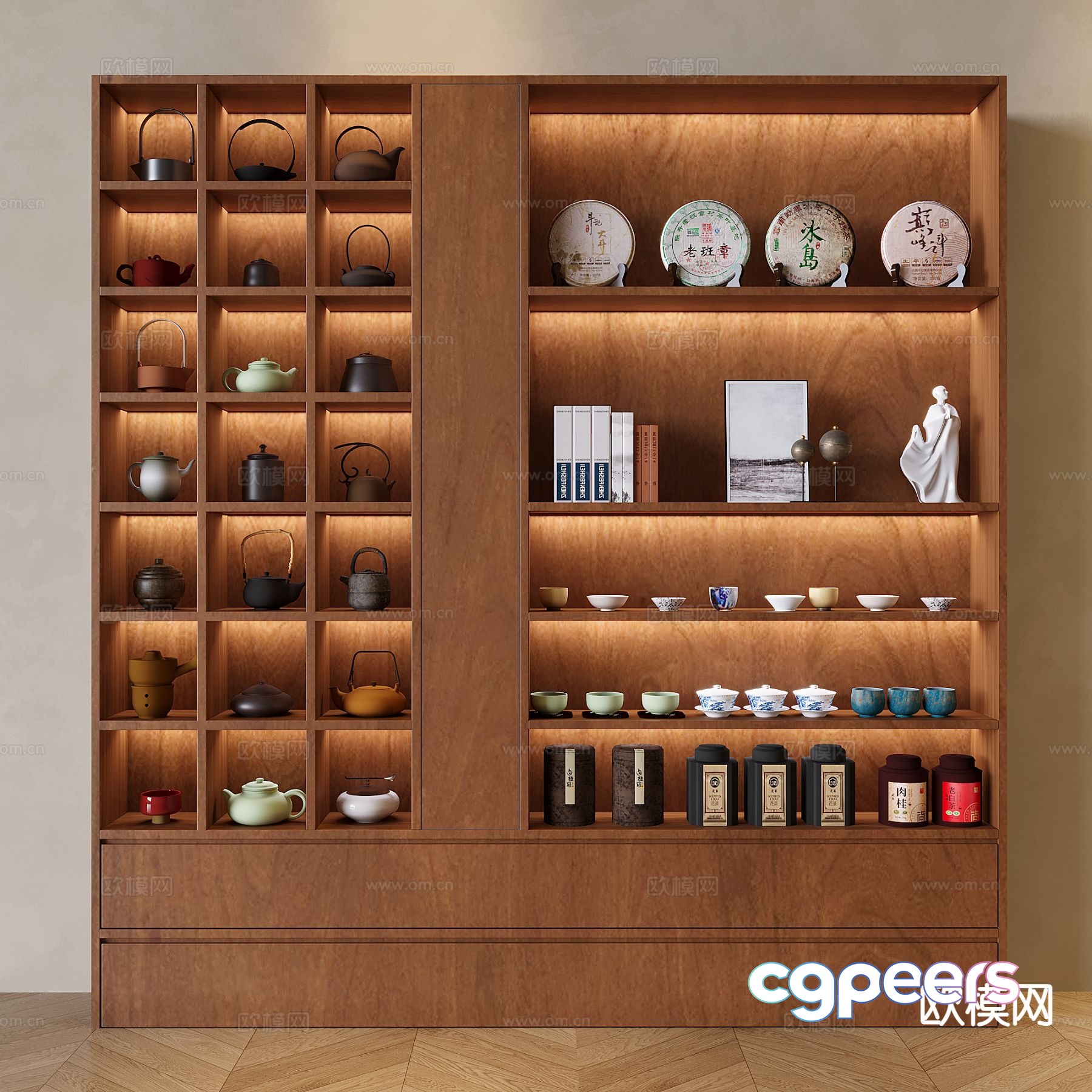 Medieval style tea cabinet teapot tea cup tea set 3D model Medieval style tea cabinet teapot tea cup tea set 3D model