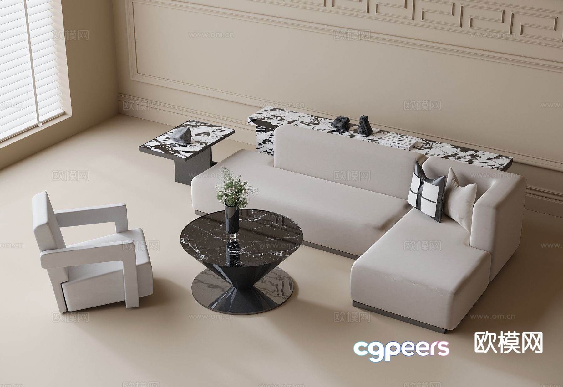 Modern sectional sofa 3d model Modern sectional sofa 3d model